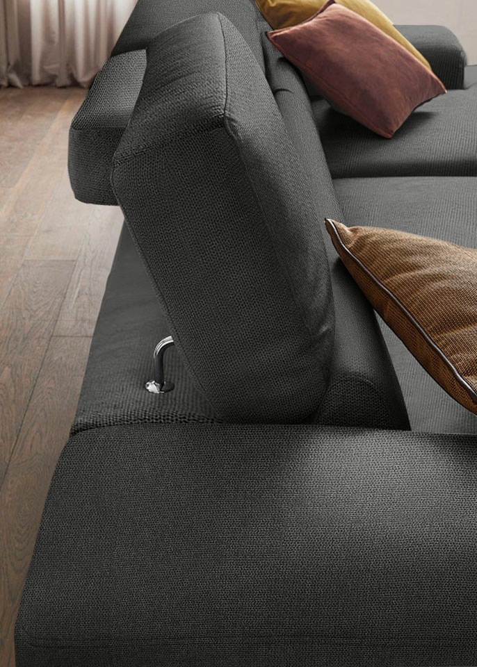 W.SCHILLIG Ecksofa »Piedroo, Designsofa mit tollem Sitzkomfort, elegant und bequem, L-Form« Kopfteilverstellung, wahlweise mit Sitztiefenverstellung, Breite 303cm