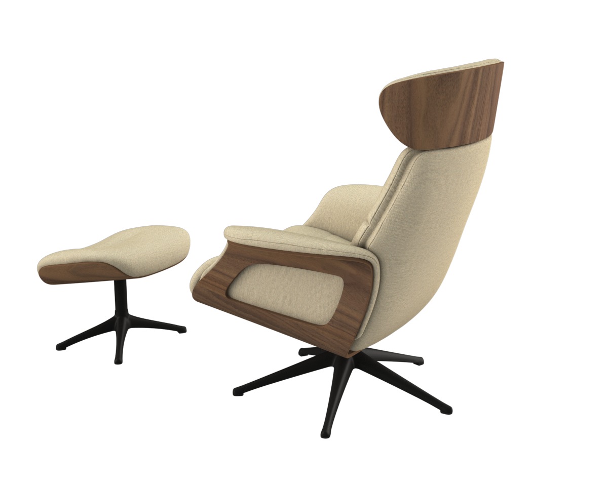 FLEXLUX Relaxsessel »Rücken u. Kopfverstellung, ergonomisch, Airchannels, klasse Komfort«, Rücken- & Kopfteilverstellung, Drehbar, Armlehne Walnuss, Fuß Schwarz