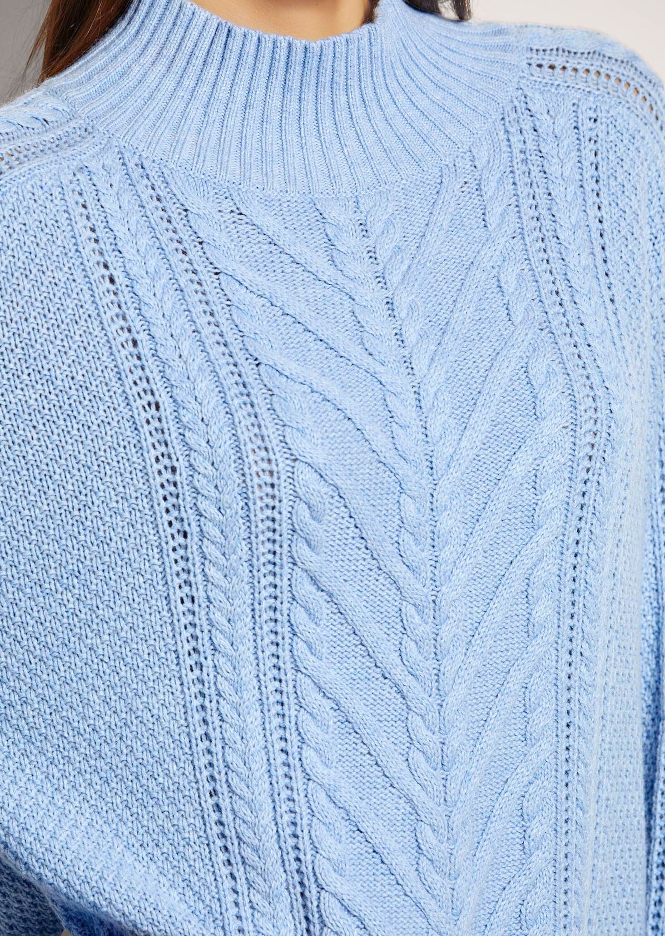 MADELEINE Longpullover »Strickpullover Stehkragen-Pullover mit Zopfmuster«