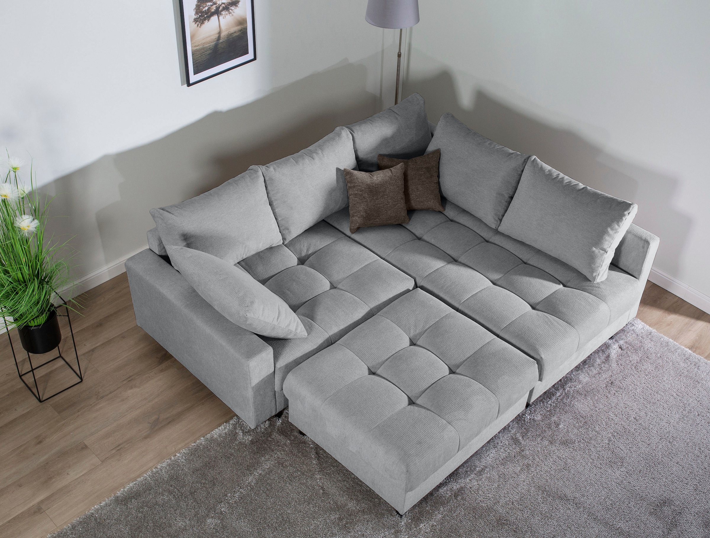 Home affaire Ecksofa »Toni L-Form«, Ottomane beidseitig montierbar, Federkern-Polsterung