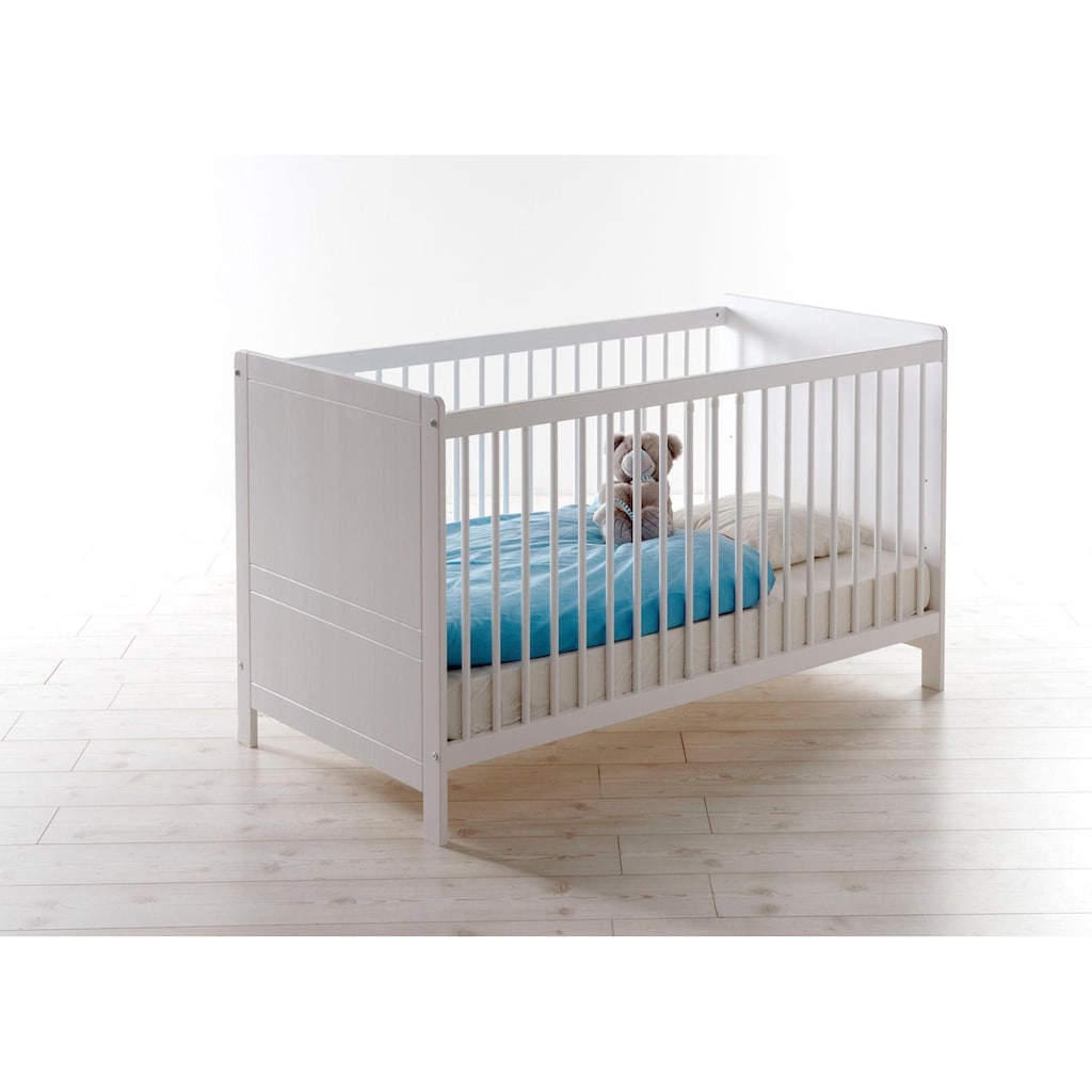 Ticaa Babyzimmer-Komplettset »Moritz«, (Set, 5 St., Bett + Wickelkommode + Schrank + Unterstellregal + Standregal)