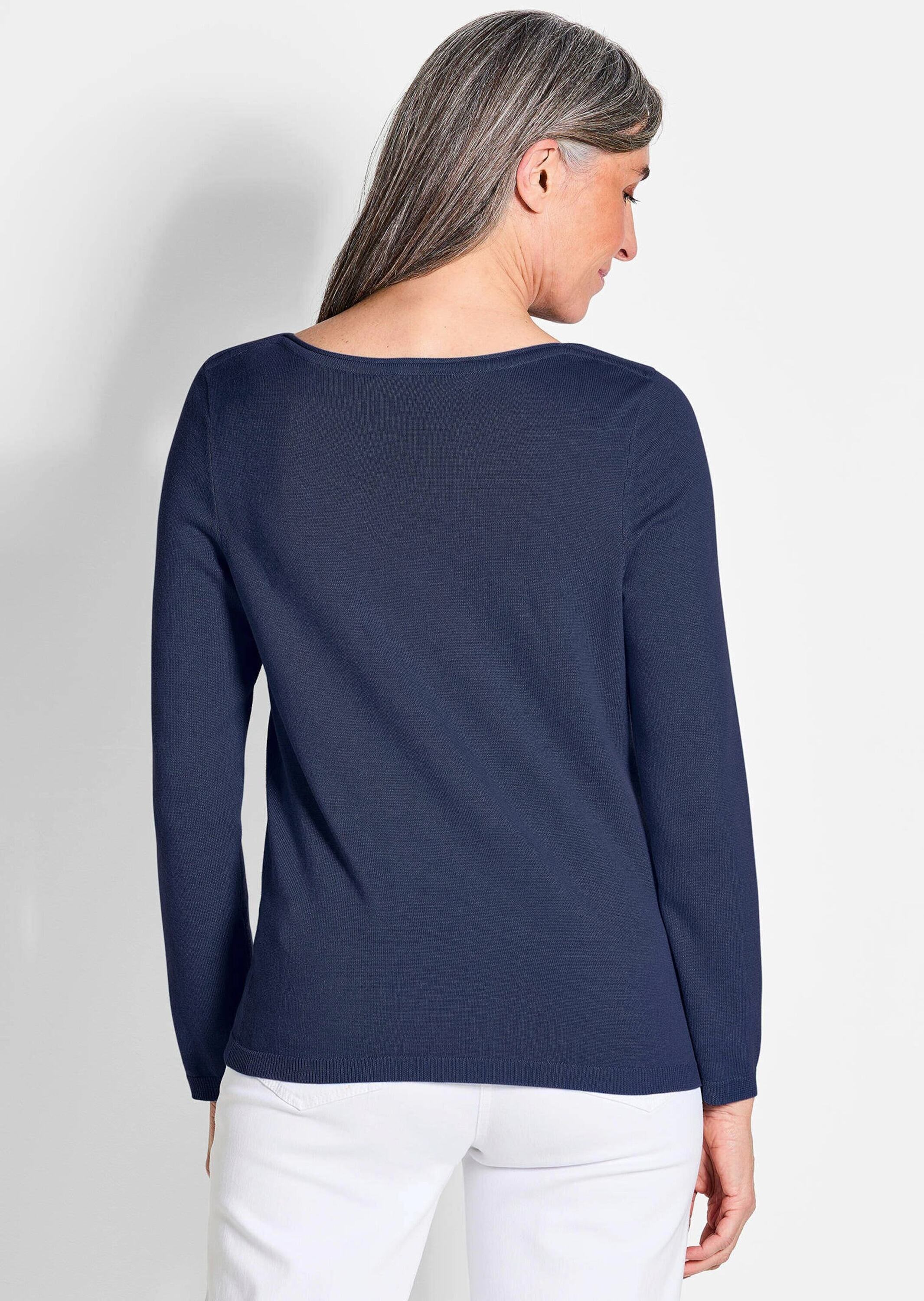 GOLDNER Strickpullover »Pullover mit U-Boot-Ausschnitt aus Baumwoll-Viskose-Mix«