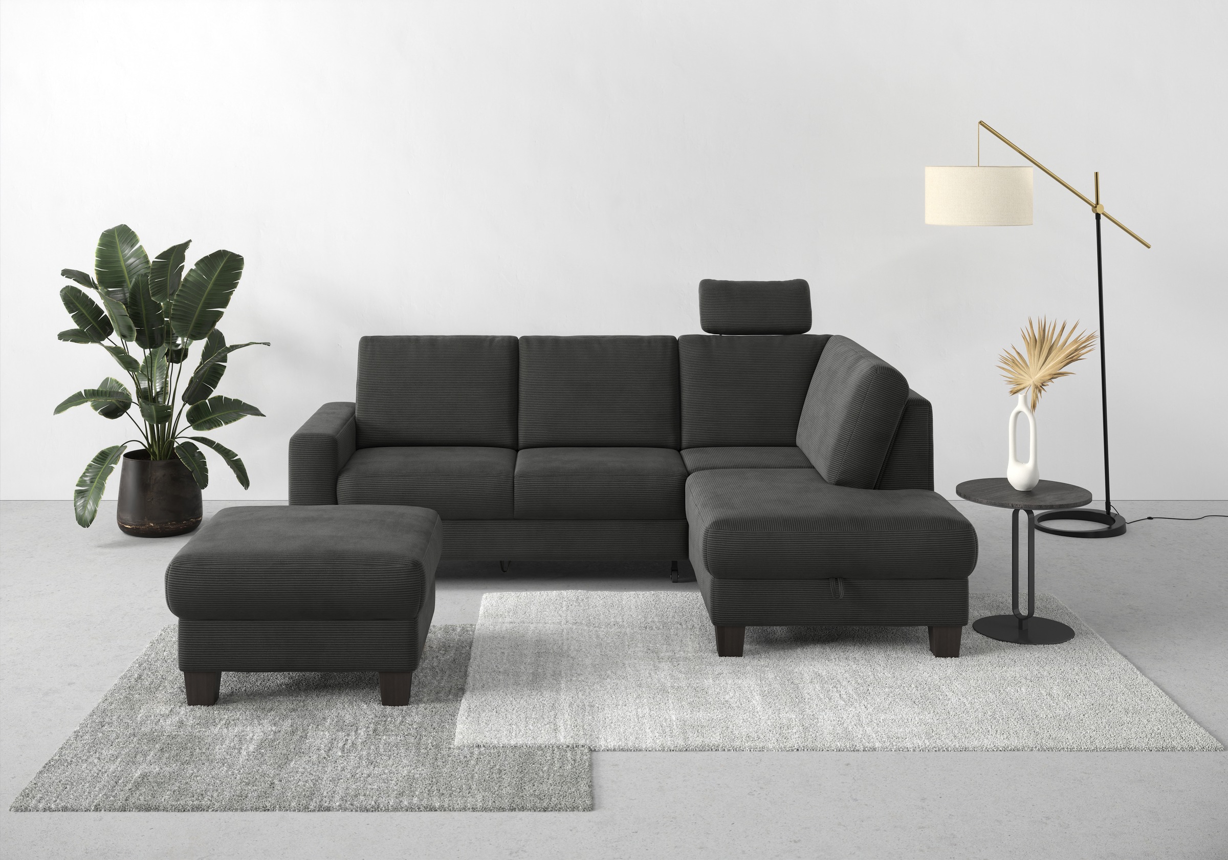 Home affaire Ecksofa »Summer L-Form«, mit Ottomane, mit oder ohne Bettfunktion und Bettkasten, Cord-Bezug