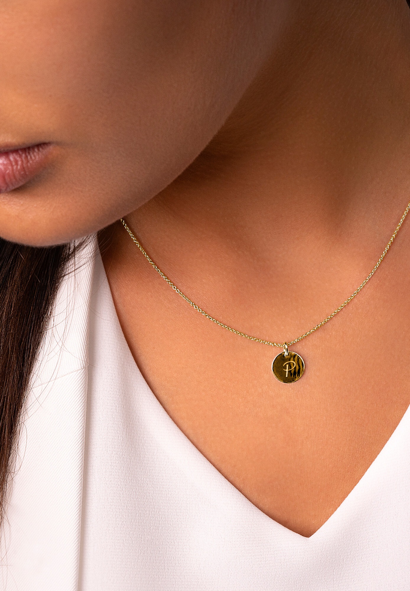 ONE ELEMENT Kette und Anhänger Set »Schmuckset - Set mit Halskette Buchstabe P Buchstaben Anhänger aus 333 Gelbgold Ø 11,0 mm«