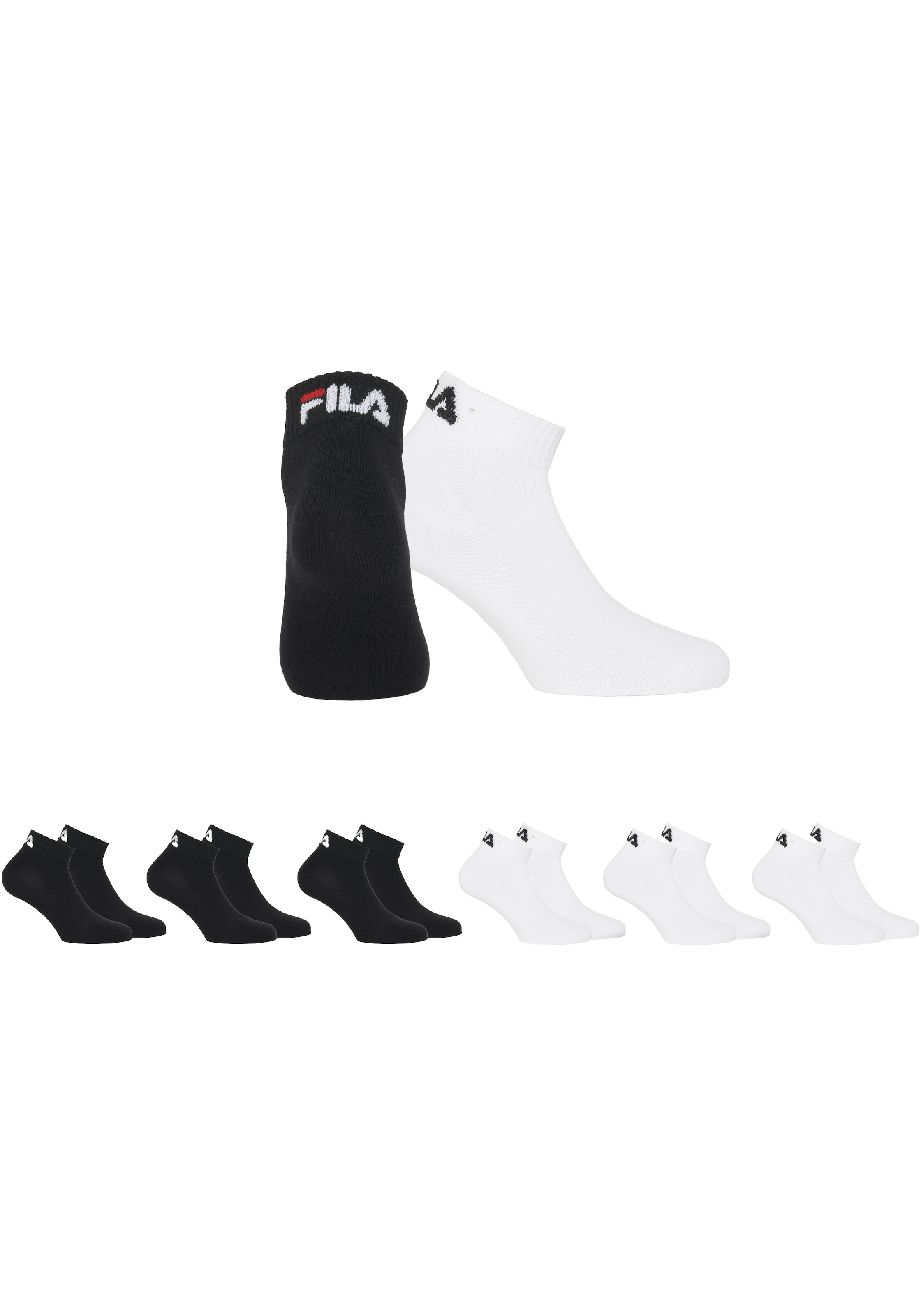 Fila Kurzsocken »UNISEX INVISIBLE PLAIN SOCKS«, (6 Paar), Baumwollmischung, Rippenbündchen, flache Zehennaht
