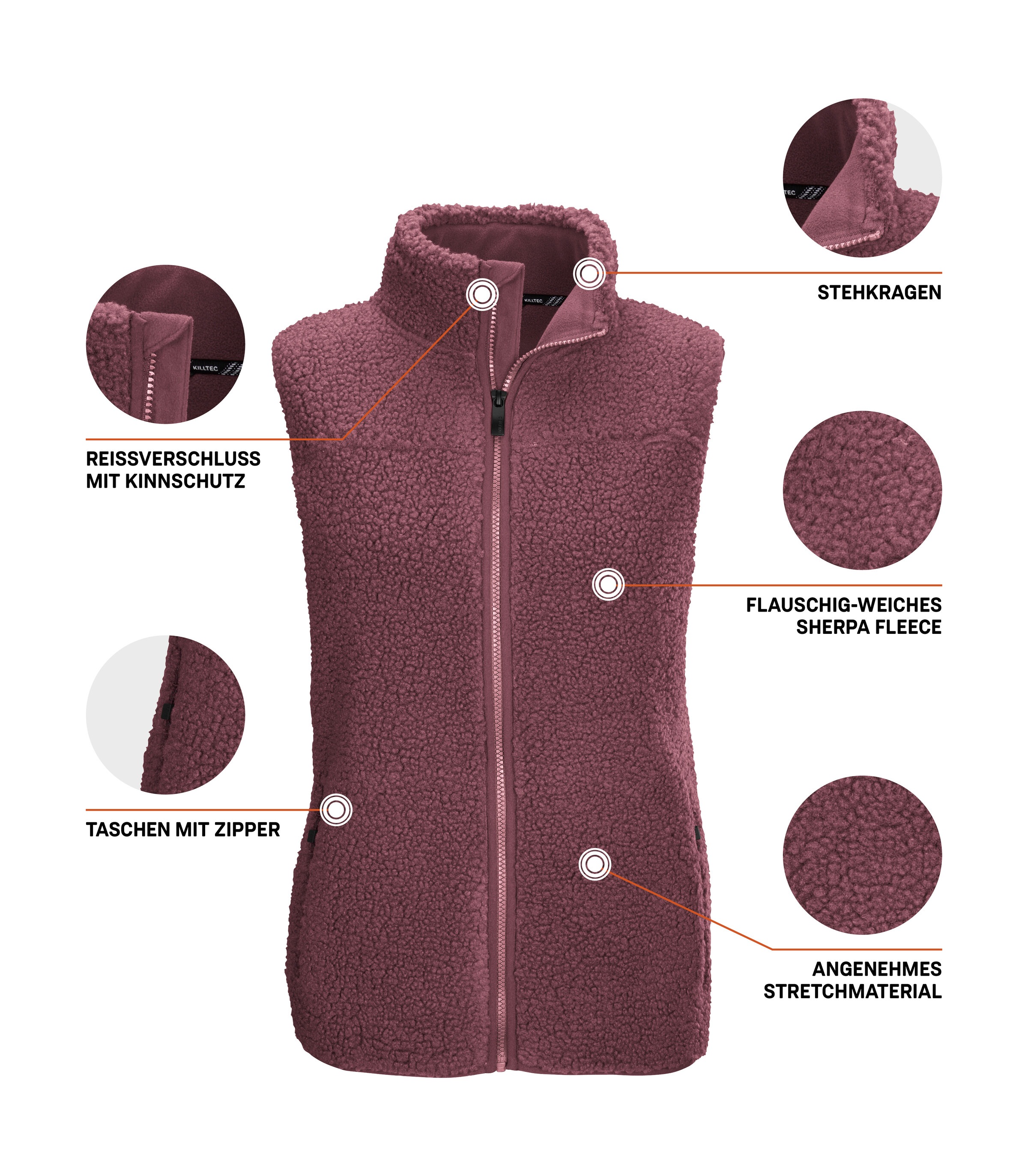 Killtec Funktionsweste »KOW 7 WMN VST« Kuschelige Sherpa Fleeceweste, Stretch, Zipper-Taschen, Kinnschutz
