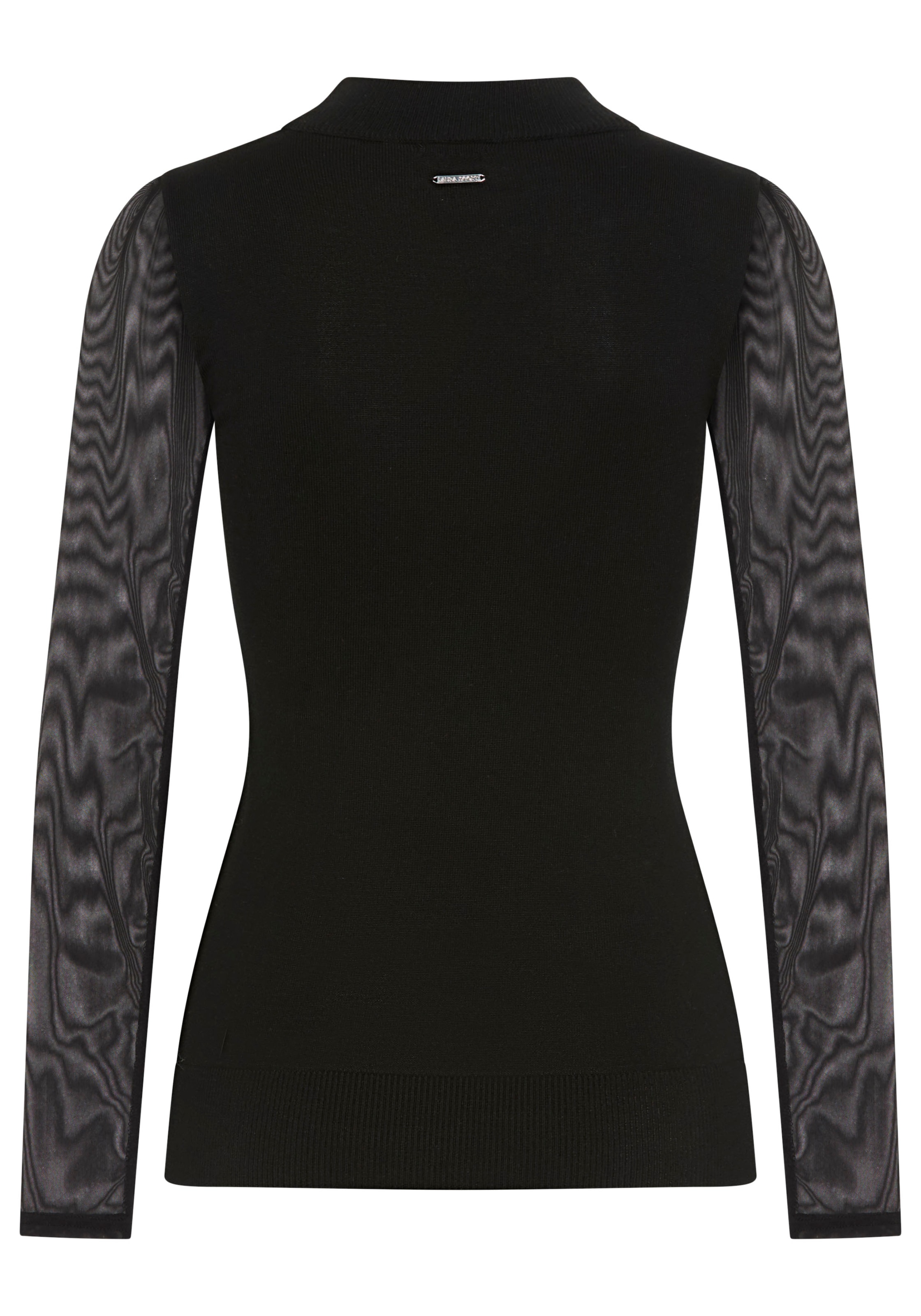 Laura Scott Stehkragenpullover Feinstrickpullover in enger Passform mit Mesh - NEUE KOLLEKTION