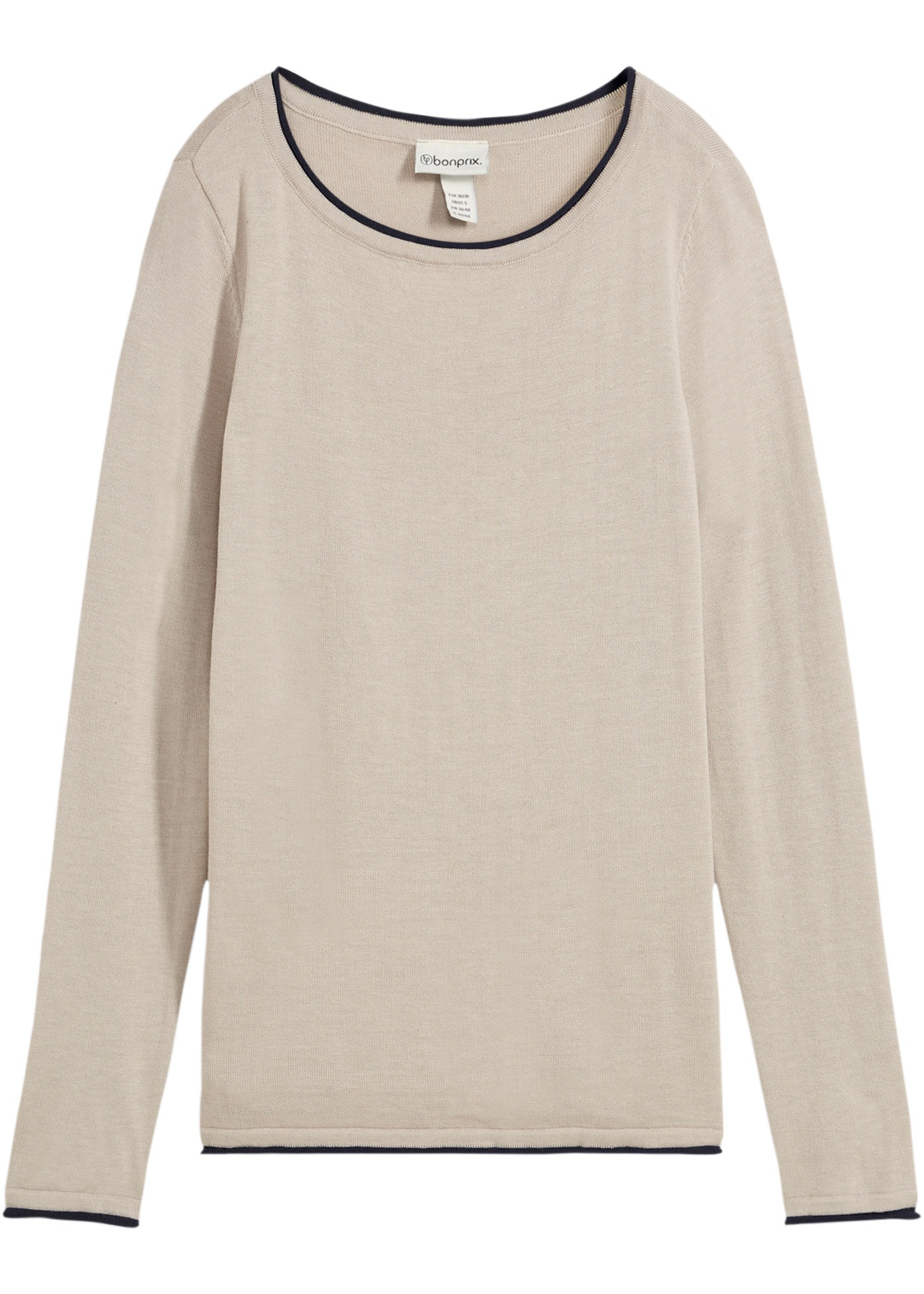 bonprix Strickpullover weiches Material, mit kontrastfarbiger Rollkante