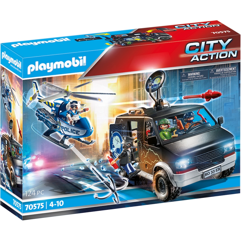 Playmobil® Konstruktions-Spielset »Polizei-Helikopter: Verfolgung des Fluchtfahrzeugs (70575)«, (124 St.)