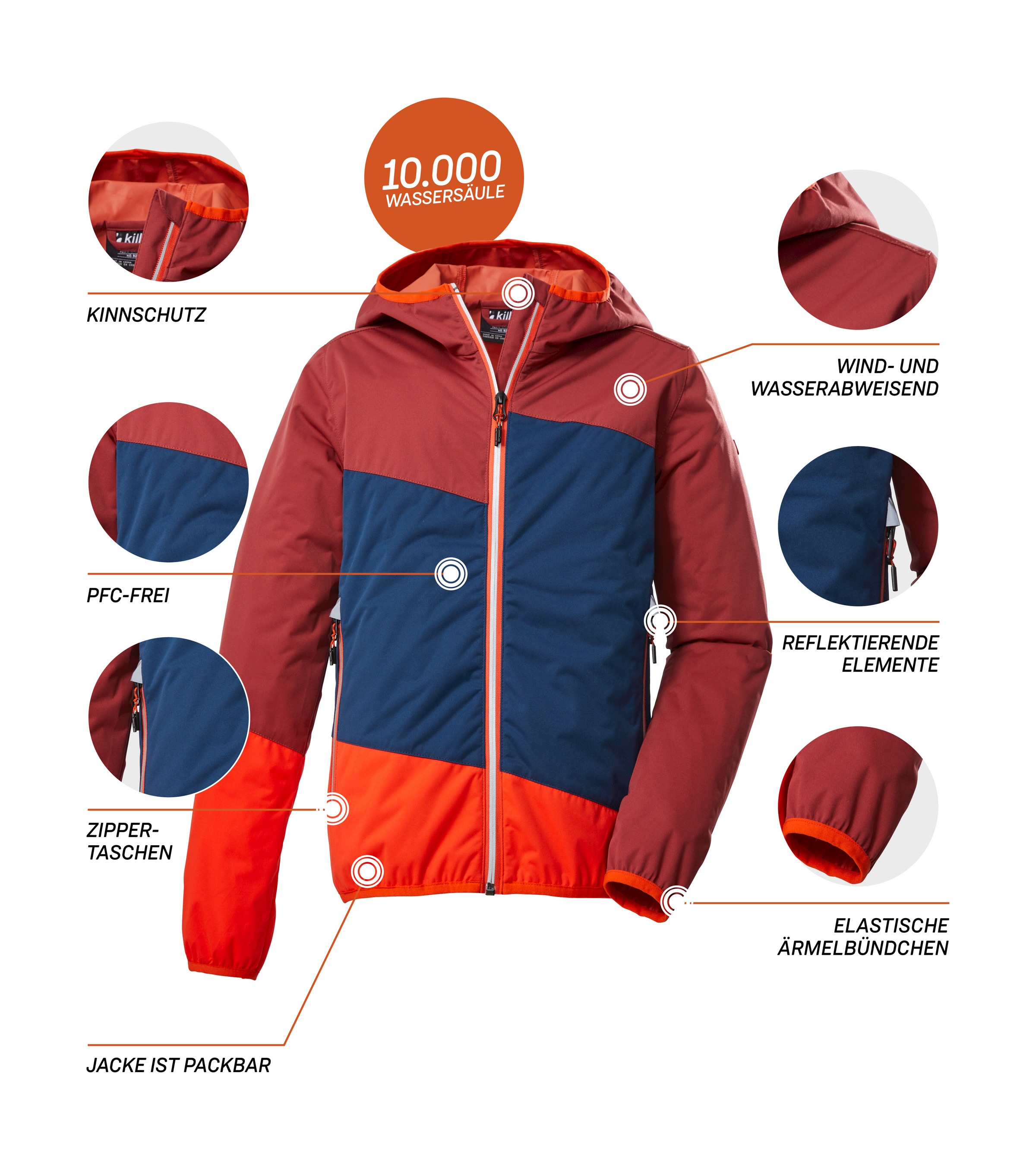Killtec Outdoorjacke »KOS 223 BYS JCKT«, Wind- und wasserdichte Kinderjacke, verpackbar, reflektierend