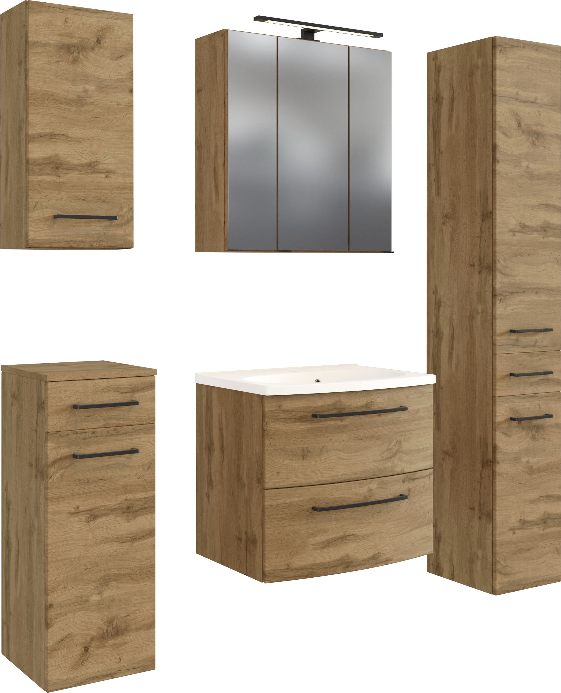 Welltime Badmöbel-Set »Chicago« Spiegelschrank in braun, Größe B/H/T: 120 cm cm x 200 cm cm x 47 cm cm