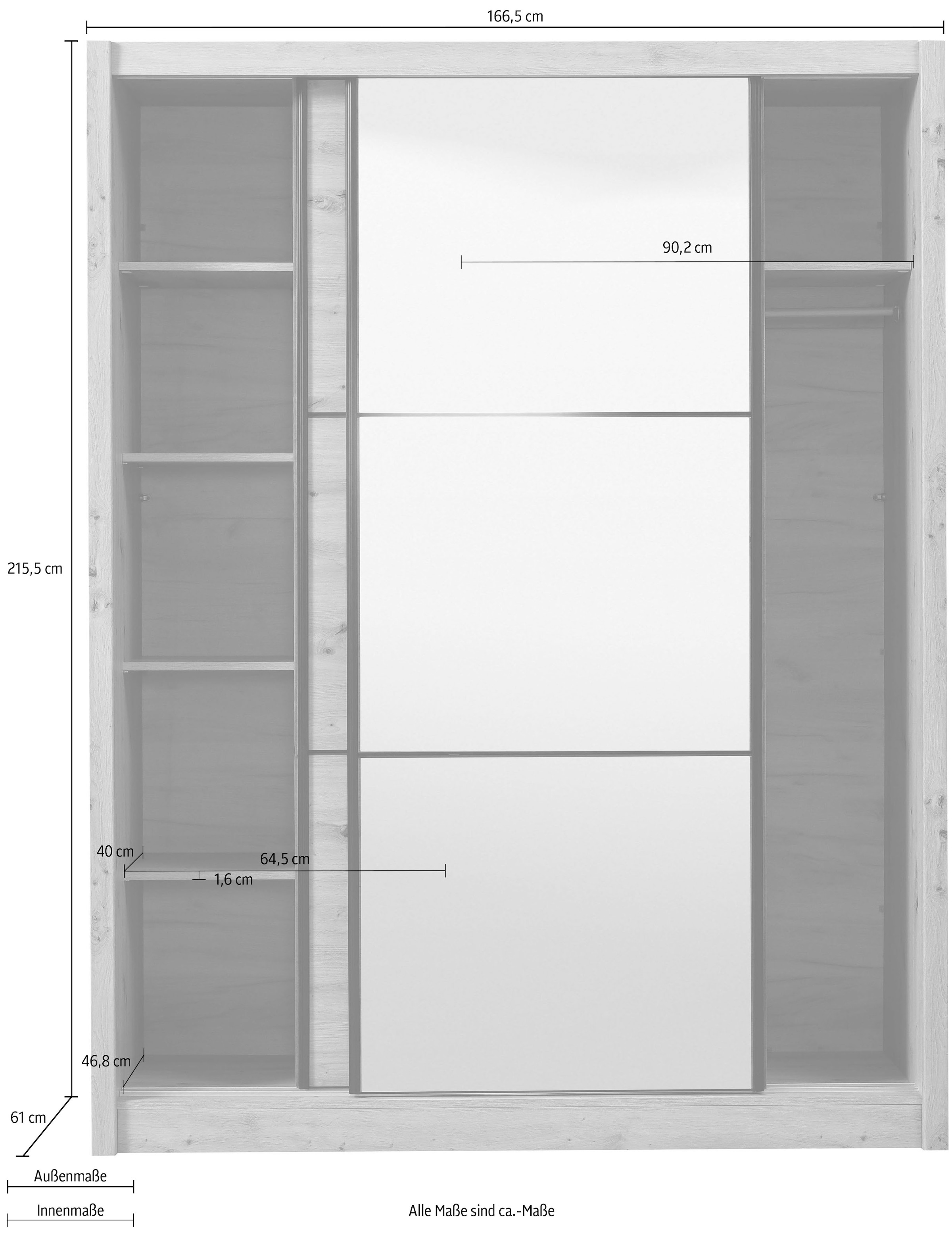 INOSIGN Schwebetürenschrank »Navara Kleiderschrank mit Spiegel Wäscheschrank Garderobe«, mit großzügiger Innenausstattung, FSC®-zertifiziert, in 3 Breiten