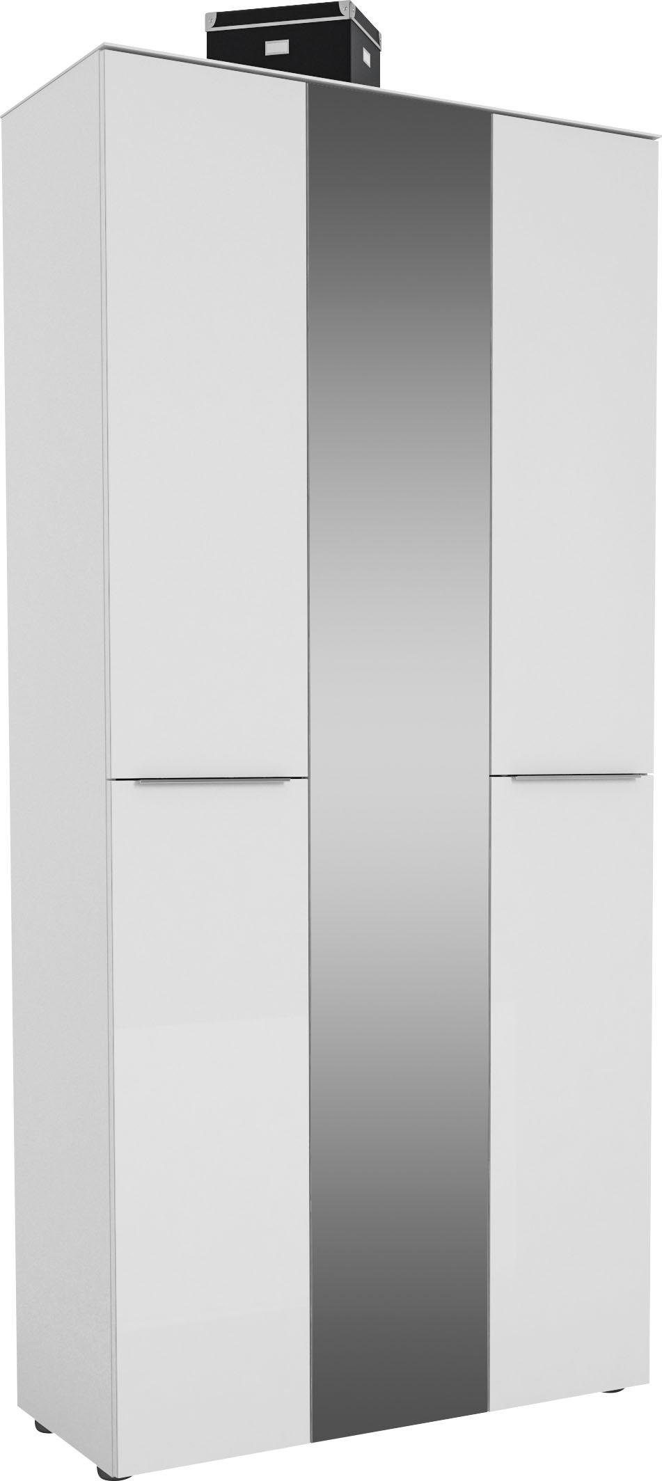 Maja Möbel Garderobenschrank »TREND Garderobenschrank 2572«, Oberplatte Glas, mittlere Tür mit Spiegel, 1 ausziehbare Kleiderstange