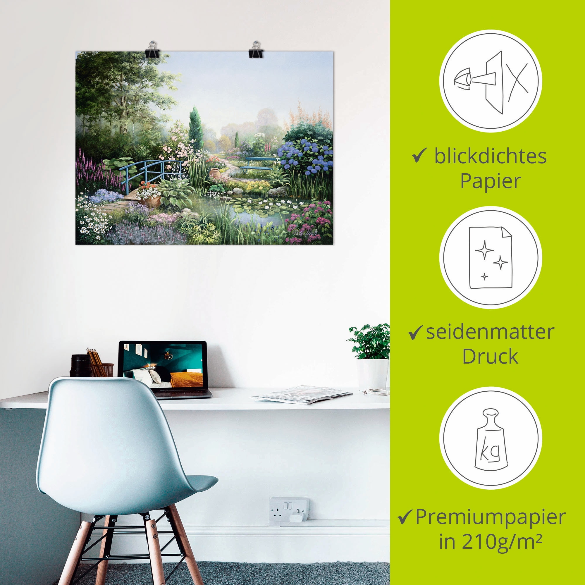 Artland Wandbild »Brücke der Liebe« Garten 1 Stk. tlg. als Leinwandbild, Poster in verschied. Größen