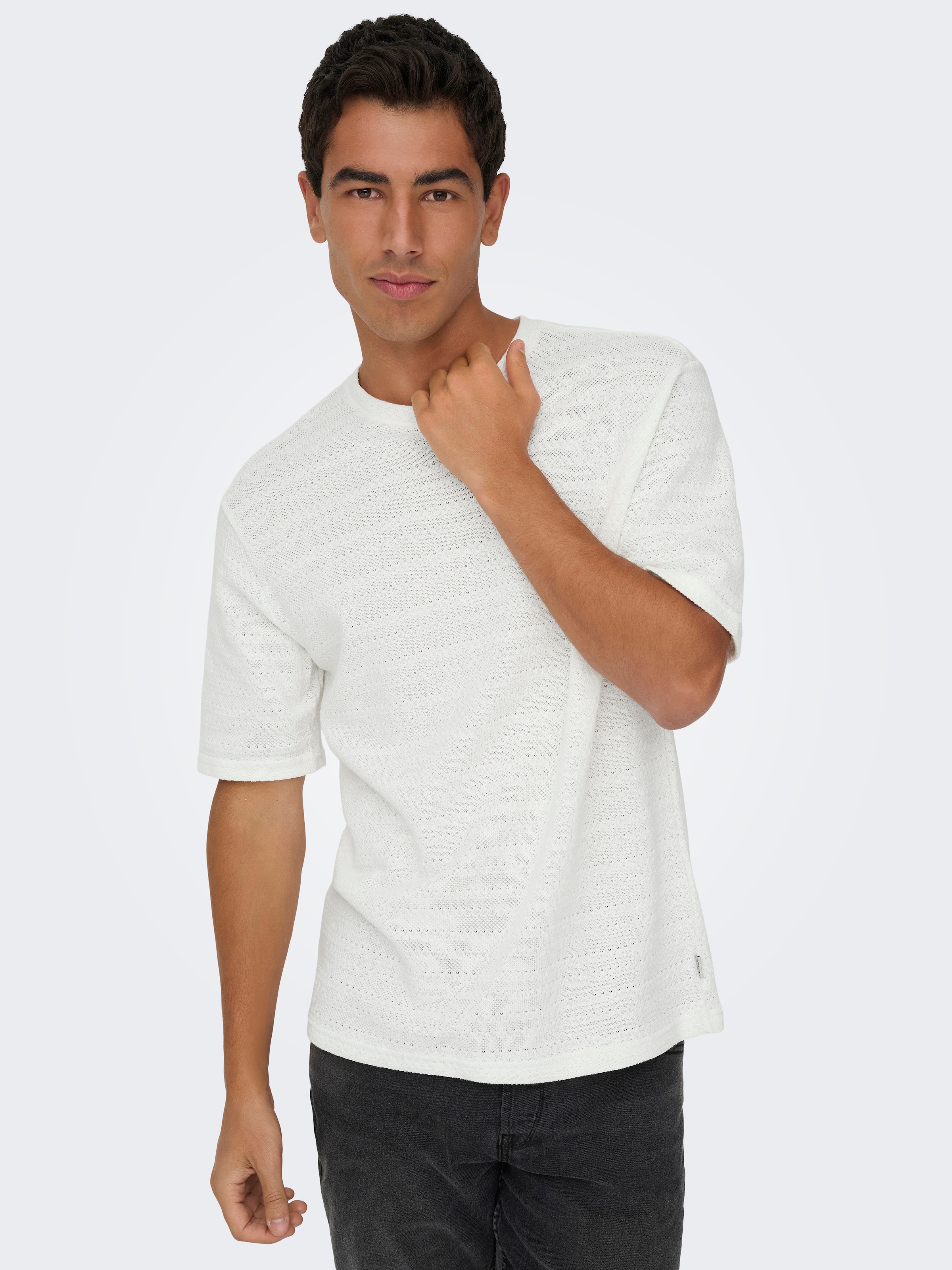 ONLY & SONS Rundhalspullover »ONSGIVO REG 12 SS CREW KNIT NOOS« Baumwolle, kurzer Arm, normal geschnitten