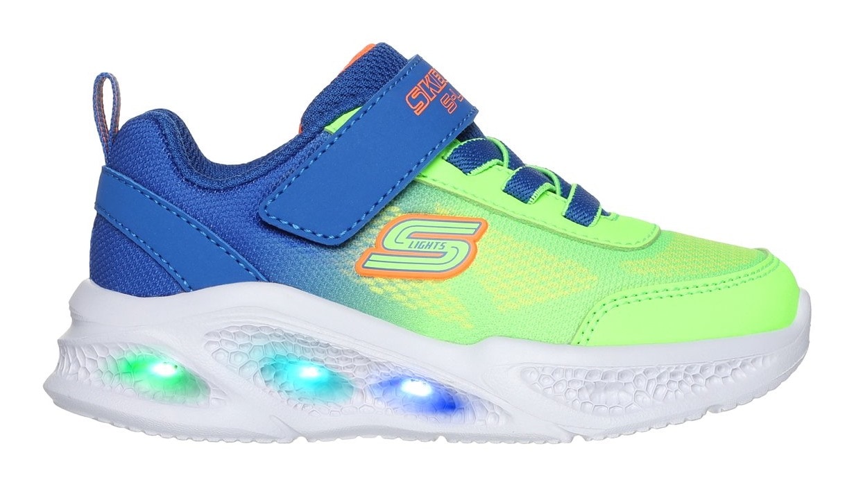 Skechers Lauflernschuh »SKECHERS METEOR-LIGHTS«, Blink,-Klettschuh zum Schlüpfen, Neon, Größenschablone zum Download