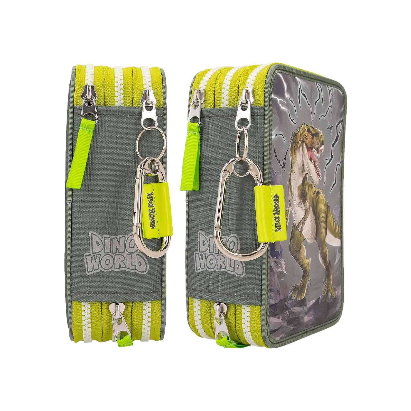Depesche Buntstift »3-Fach Federtasche Reflector Dino World 20 x 13 cm grün«