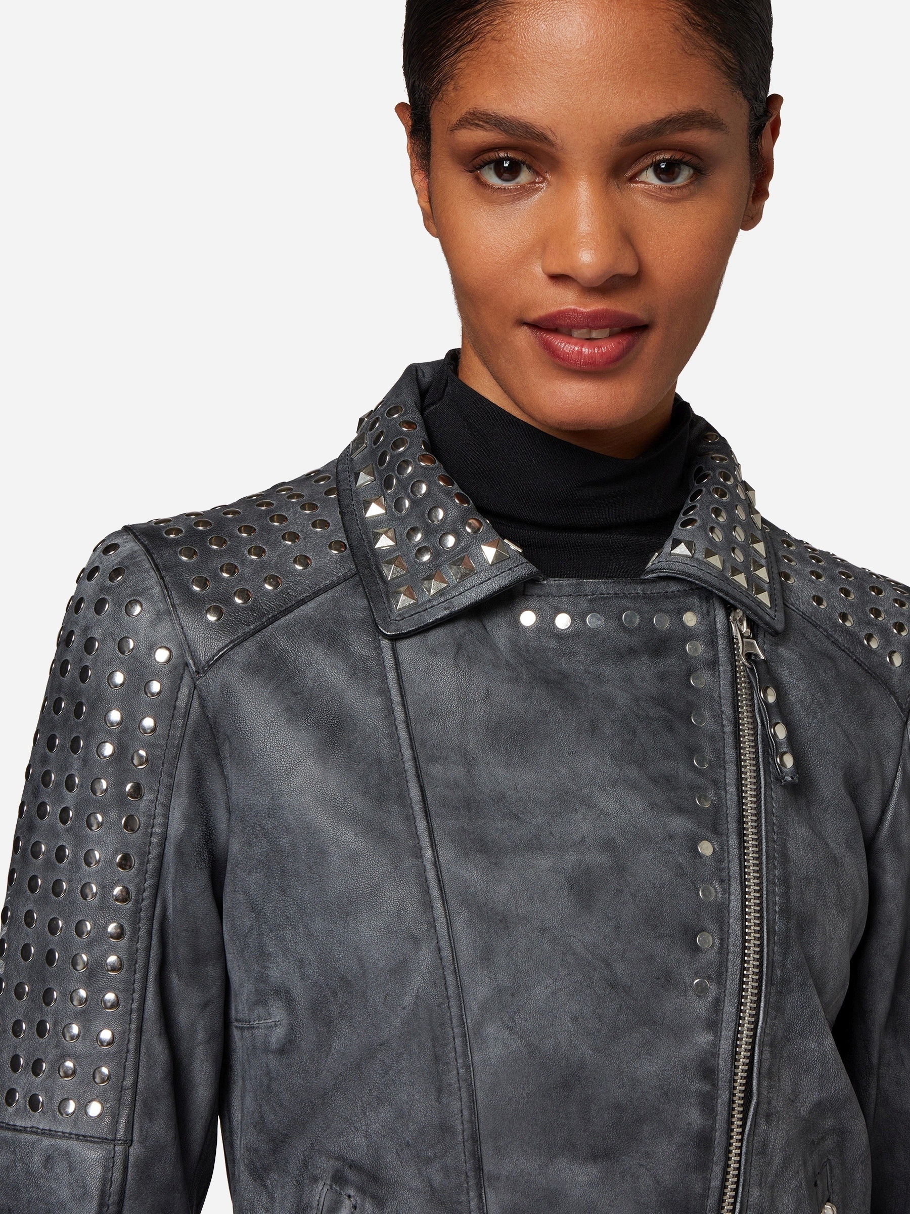 RICANO Bikerjacke »Lederjacke studd« ohne Kapuze Handgefertigt aus echtem Leder