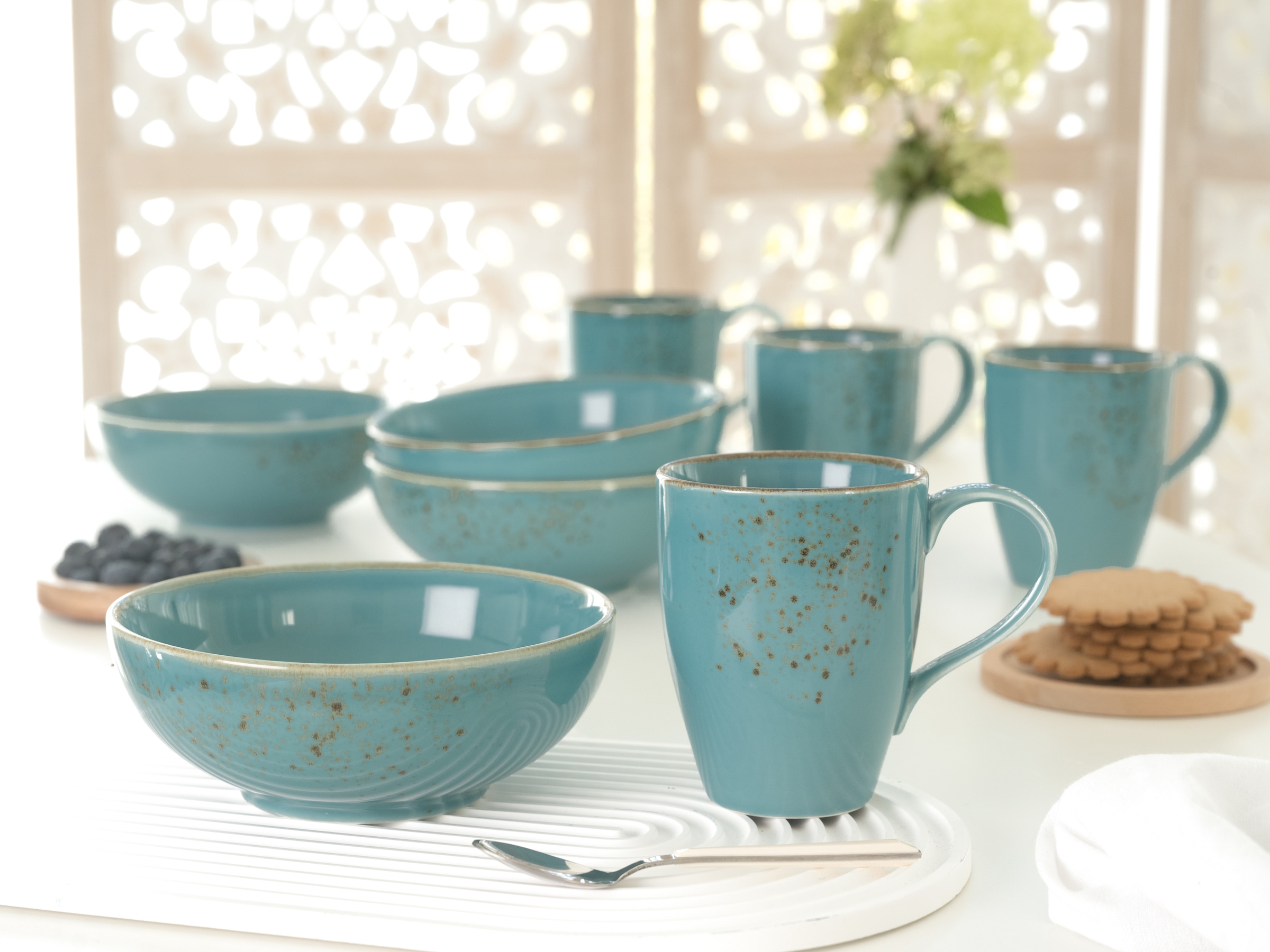 CreaTable Kombiservice »Nature Collection, Kombi-Service 16-tlg« Handwerklicher Look, Vintage