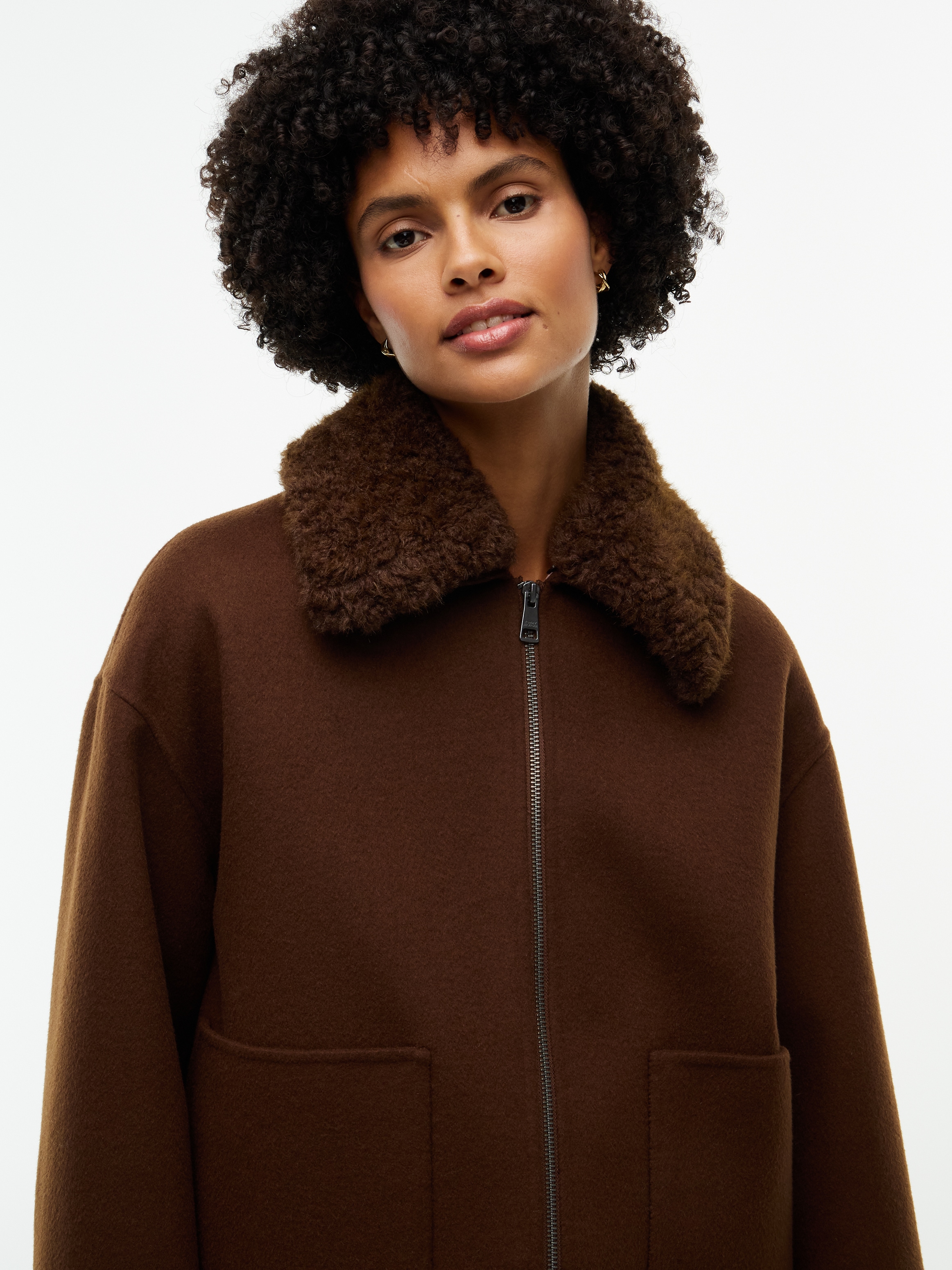 Tommy Hilfiger Kurzjacke »DF WOOL ZIP THROUGH JACKET« Materialmix, mit Wolle