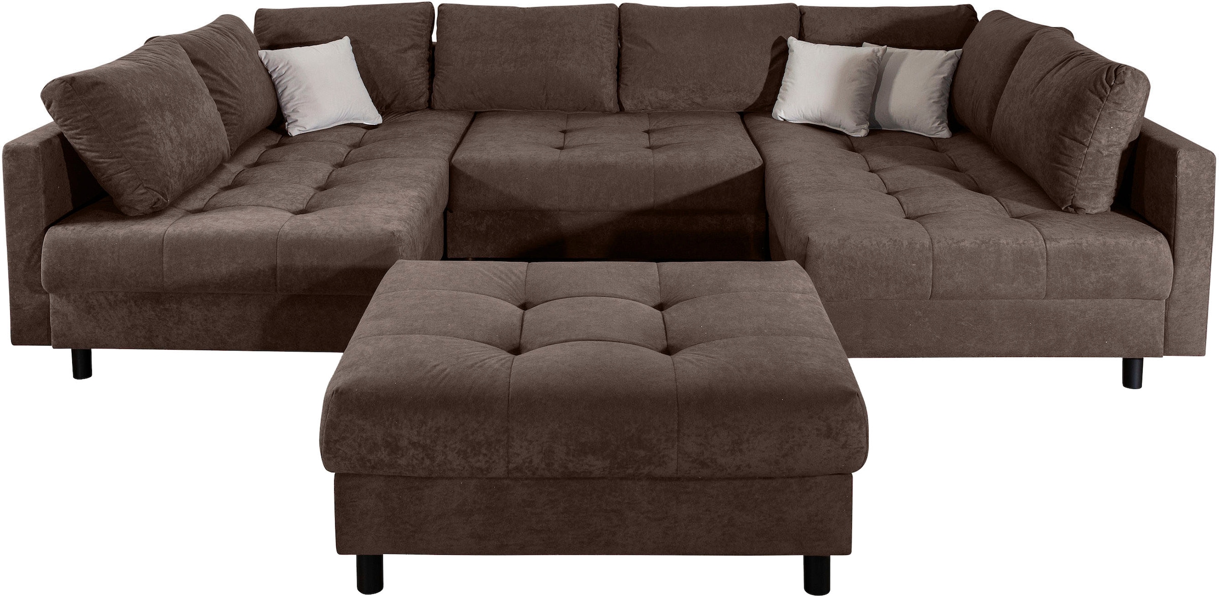 COLLECTION AB Wohnlandschaft »Antonia U-Form, B: 298 cm« Wohnlandschaft, Rückenkissen, 2 ottomane, Komfortablem Bonnelfederkern