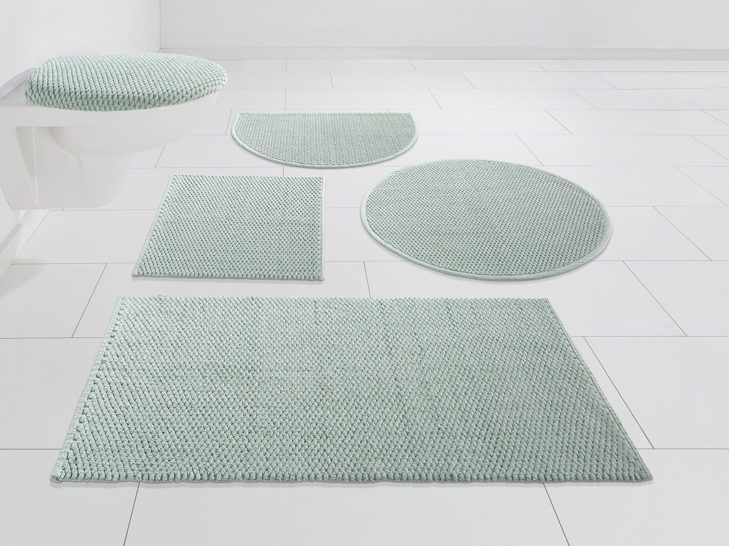 my home Badematte »Dalia, Badvorleger, Badezimmer Teppich«, fußbodenheizungsgeeignet-strapazierfähig, Baumwolle, Badteppich, Badematten auch als 2-teiliges Set erhältlich