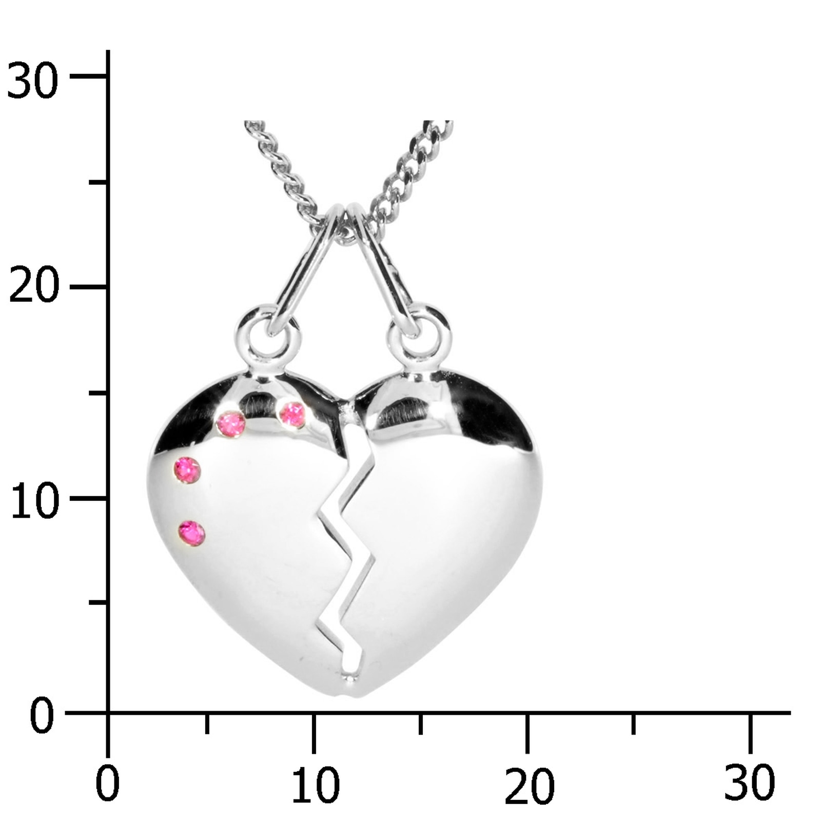 OSTSEE-SCHMUCK Kette mit Anhänger »- geteiltes Herz - Silber 925/000 - sy. Rubin«
