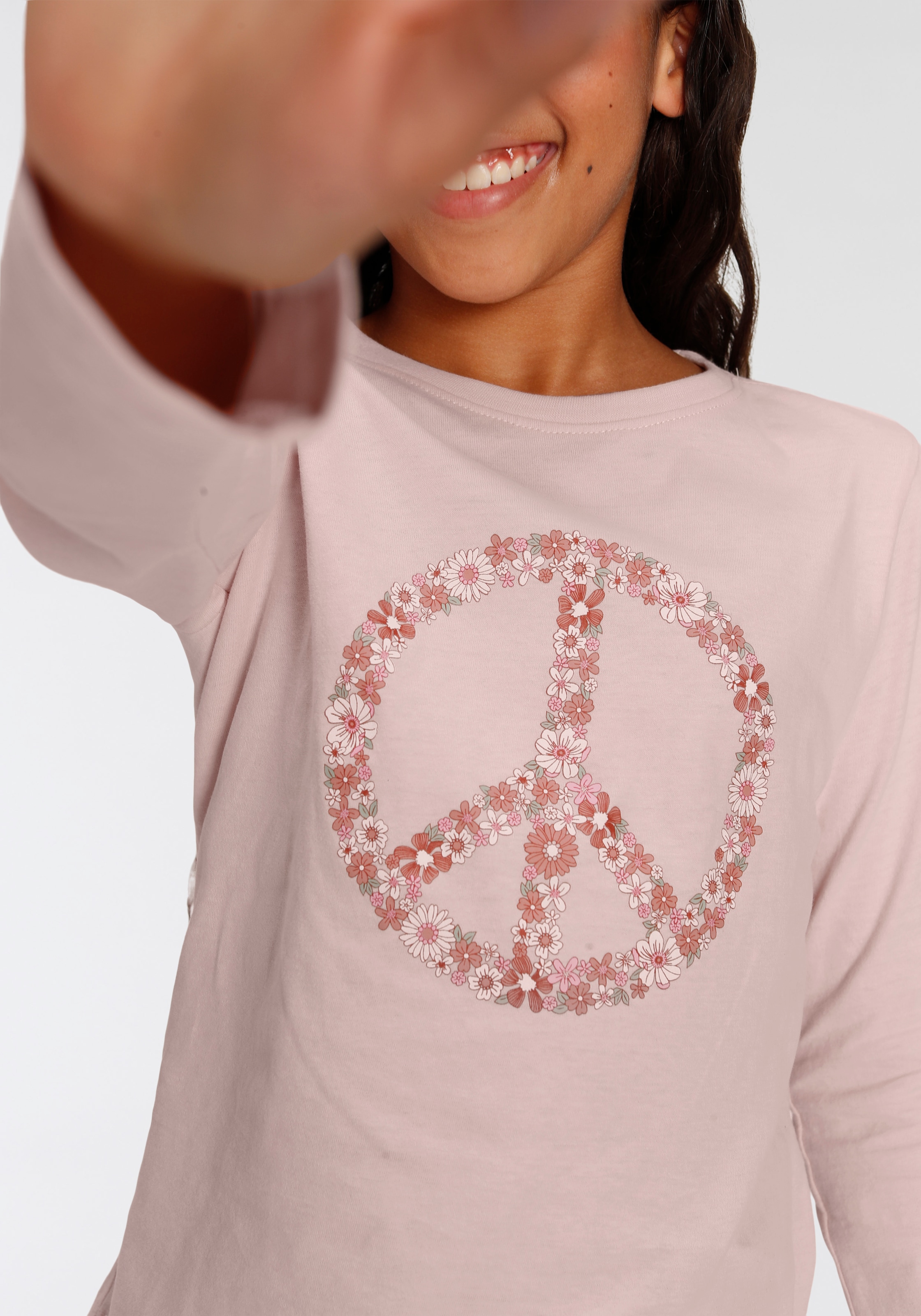 »Peace«, Langarmshirt Form online Basic bei KIDSWORLD OTTO