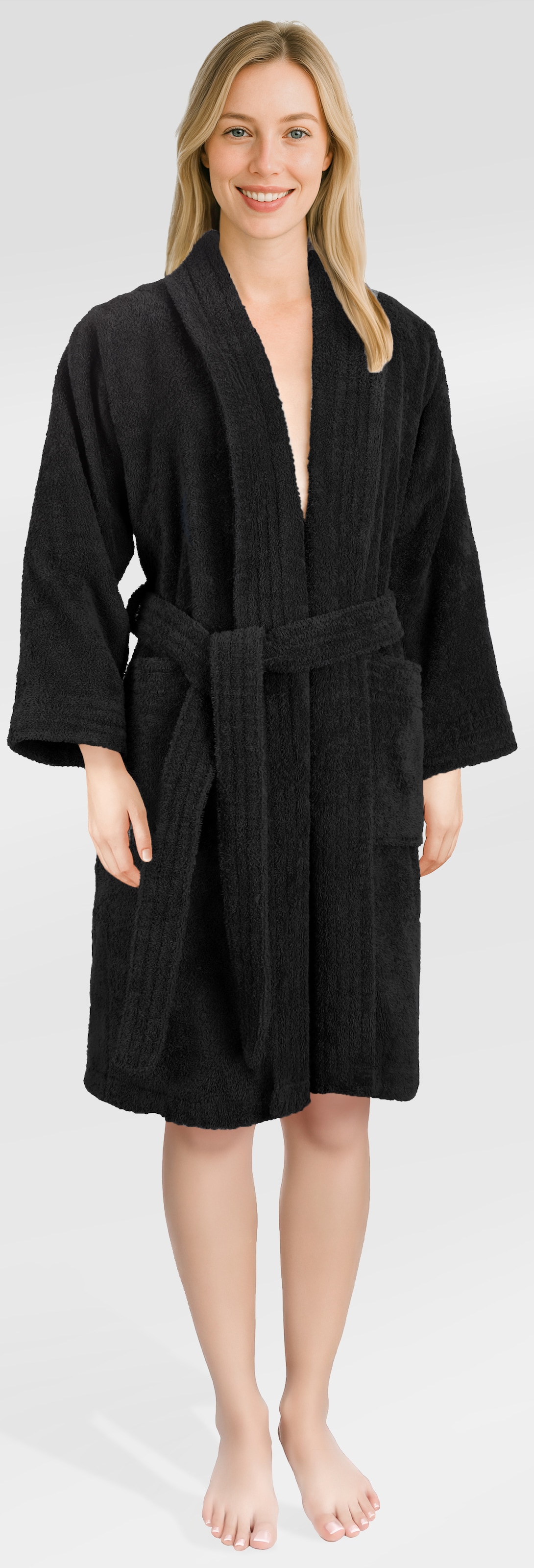 HAMMETEX Damenbademantel »Ren, 100% Baumwolle« 380 g/m² Frottee Bademantel mit Taschen – Saugfähig & Weich