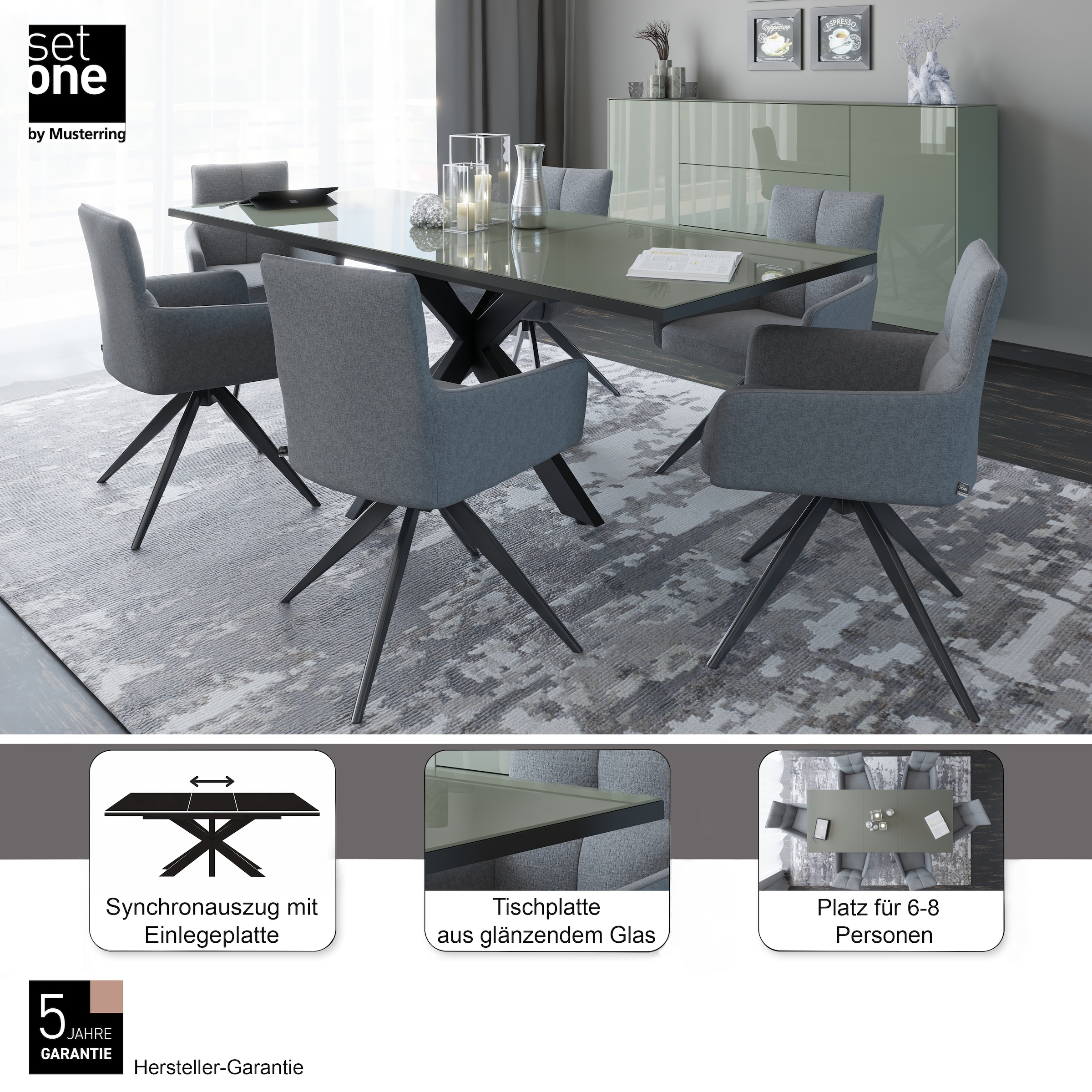 set one by Musterring Esstisch »Reno« 1 Stk. tlg. Mit Vierkantfuß, wählbaren Gestellen und Plattenfarben