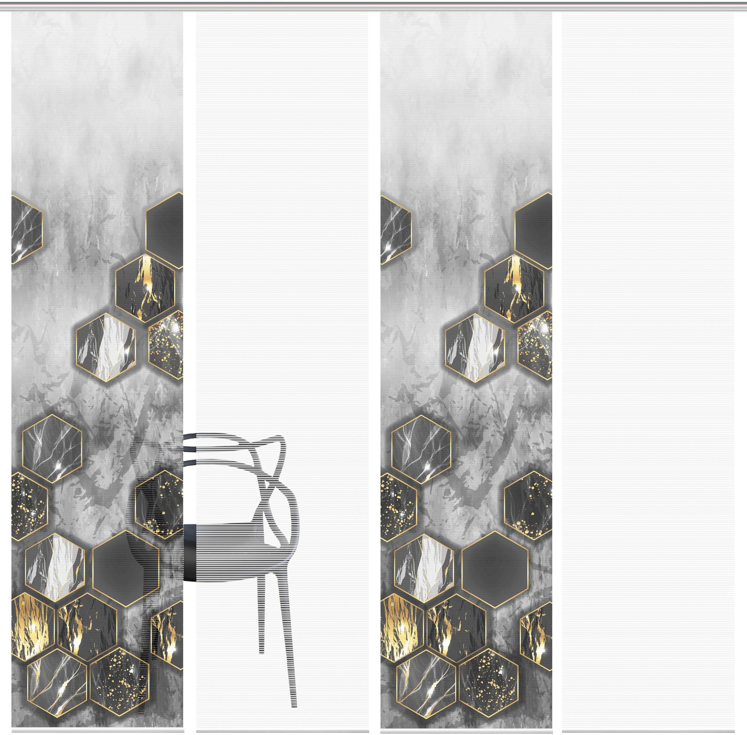 Vision S Schiebegardine »LAYON 4er SET« Paneelwagen 4 Stk. tlg. Schiebevorhang Digidruck 4er Set LAYON