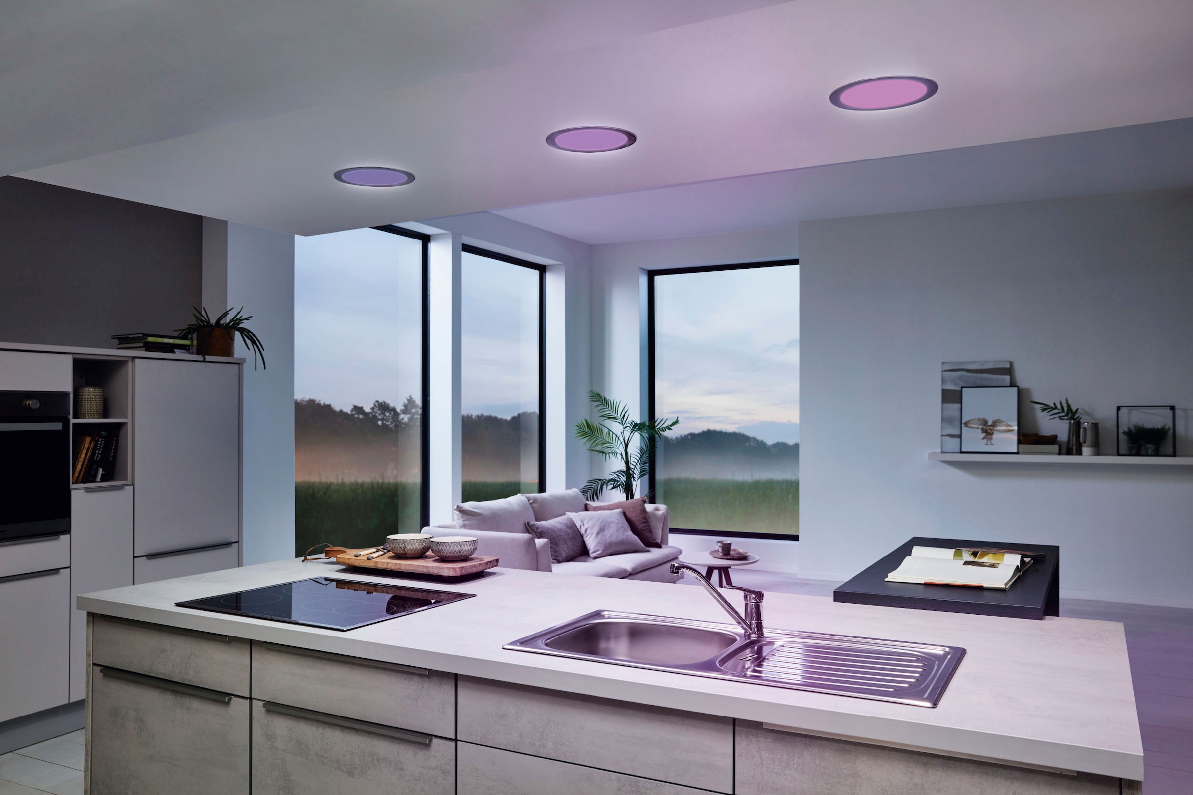 EGLO Deckenleuchte »FUEVA-Z«, Leuchtmittel LED-Modul | LED fest integriert, Deckenleuchte in nickel aus Alu - 16,5W - warmweiß - kaltweiß