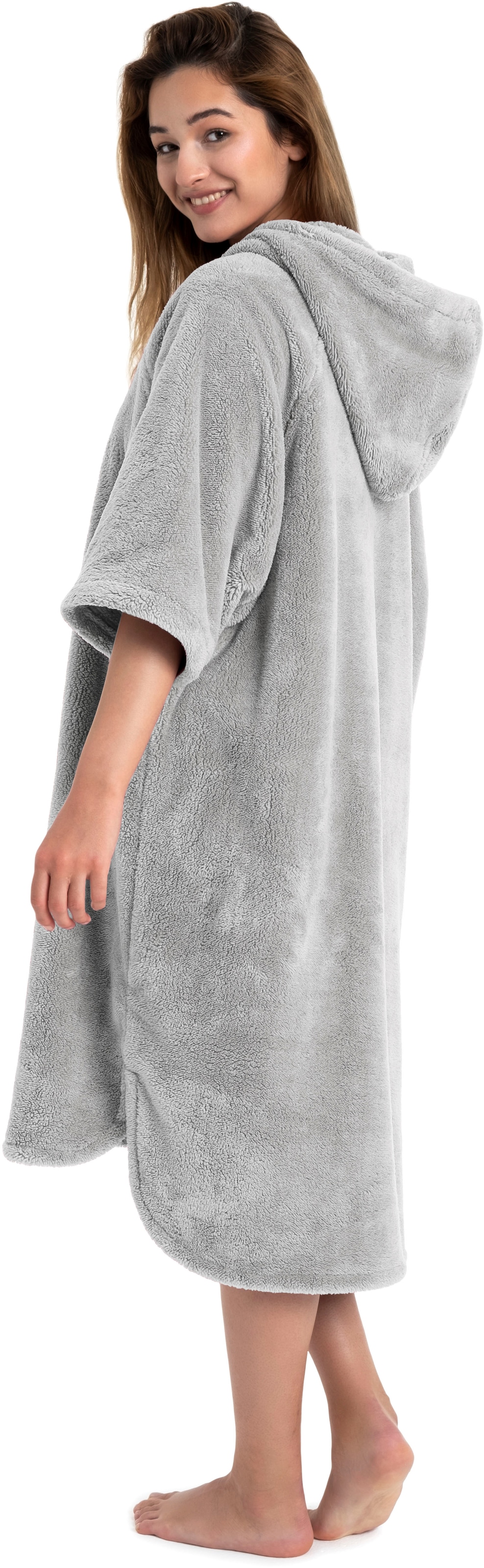 my home Badeponcho »Lillou, ideal für Sauna, Spa & im Urlaub«, (1 St.), weich und kuschelig, Fleece, Unisex, für Damen und Herren, Surfponcho