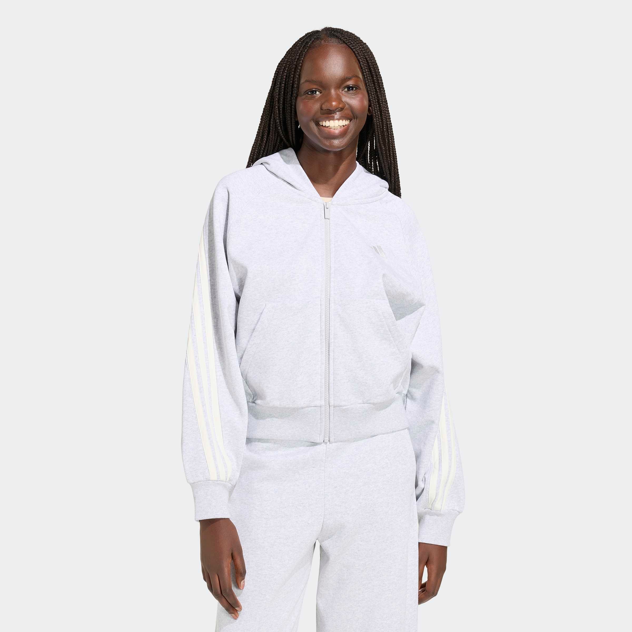 adidas Sportswear Kapuzensweatjacke »ADIDAS KIT 3-STREIFEN« Schwere Premium-Qualität, robuste Stoffstruktur