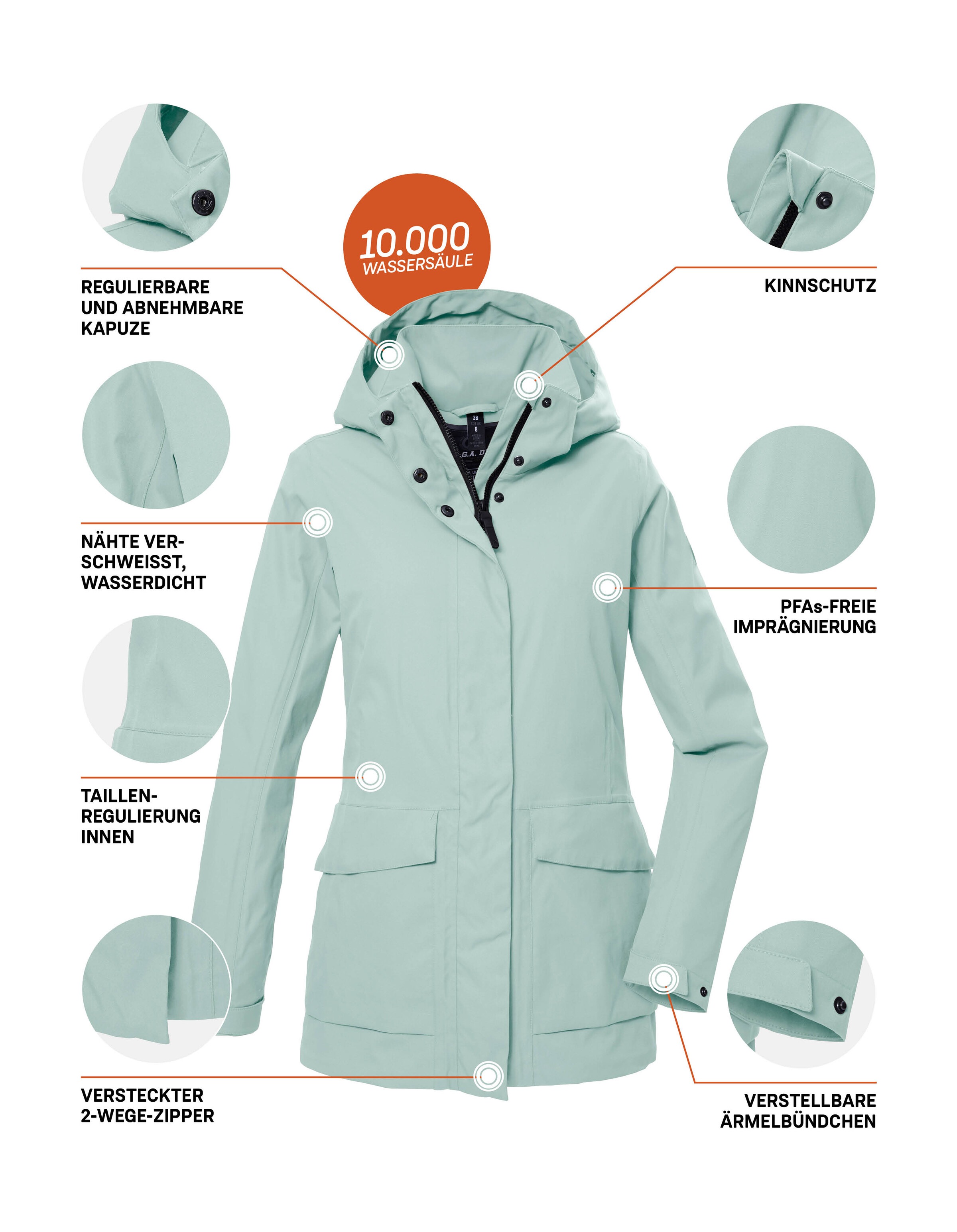 G.I.G.A. DX by killtec Funktionsjacke »GS 54 WMN JCKT«, Wasserdicht, atmungsaktiv, recycelte Materialien, abnehmbare Kapuze
