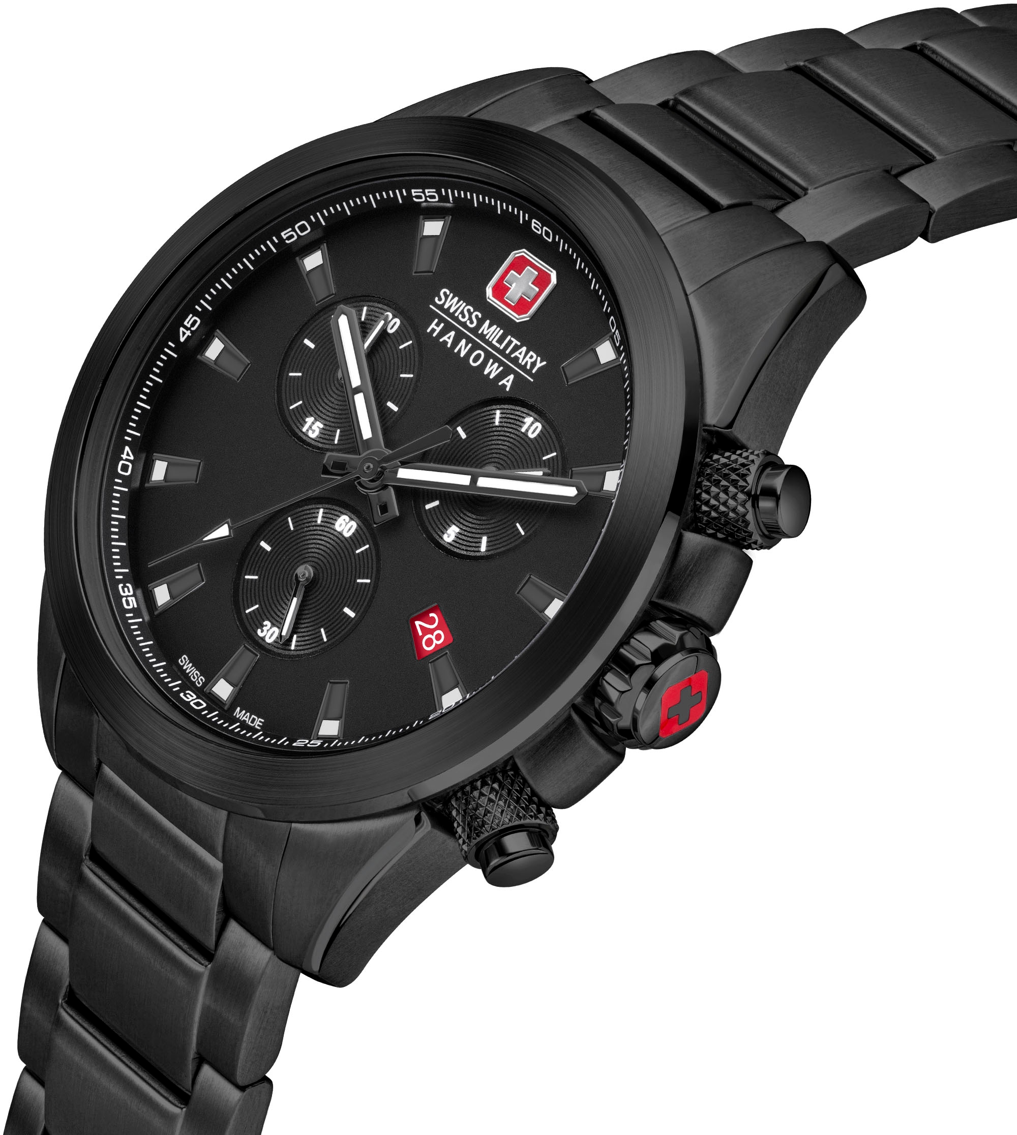 Swiss Military Hanowa Chronograph »CHIROPTERA NIGHT VISION, SMWGI0001930«, Quarzuhr, Herrenuhr, Datum, Stoppfunktion, Saphirglas, Swiss Made
