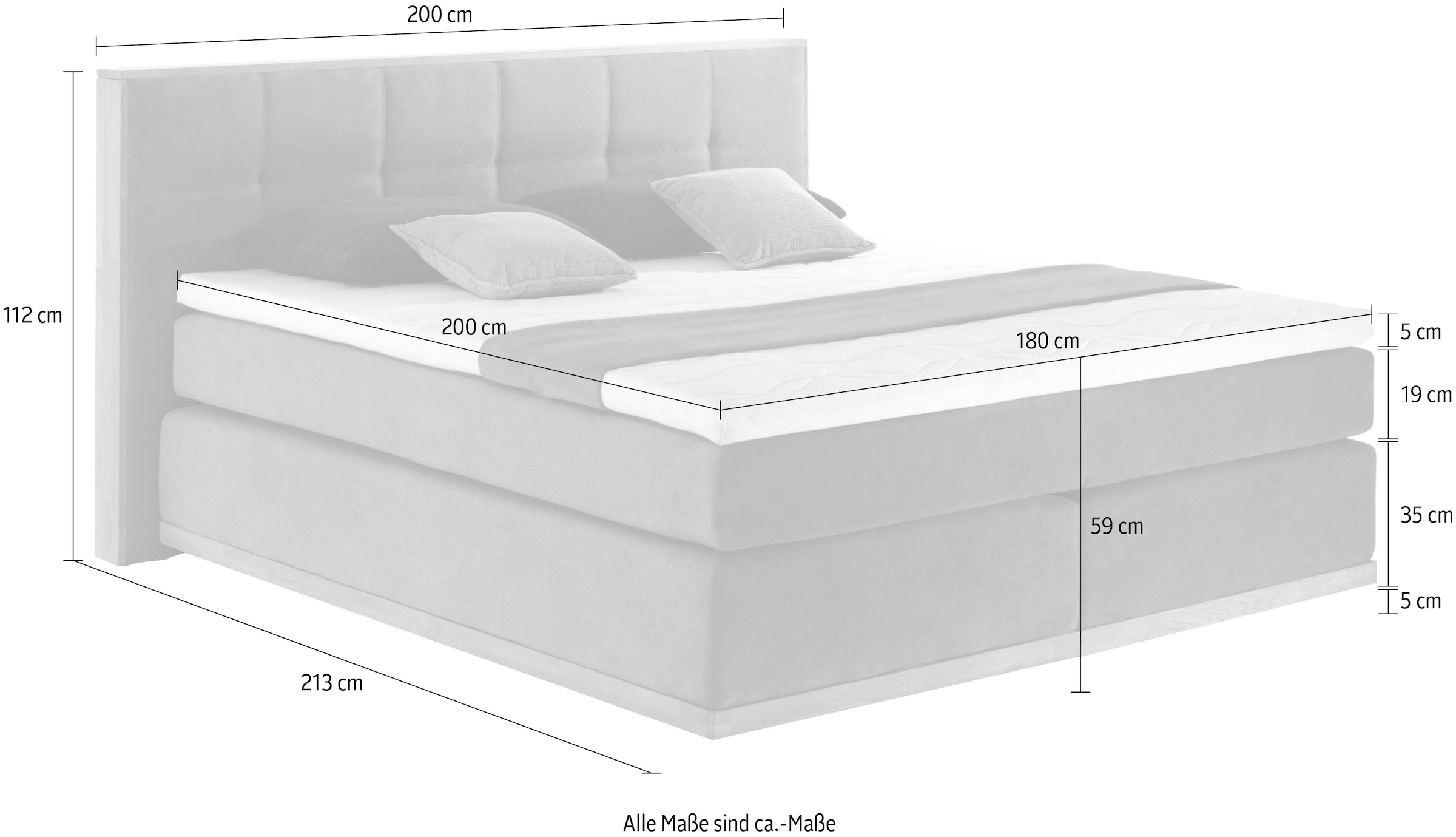Places of Style Boxspringbett »Vinton«, aus massiver Eiche, verschiedene Härtegrade (auch H4)