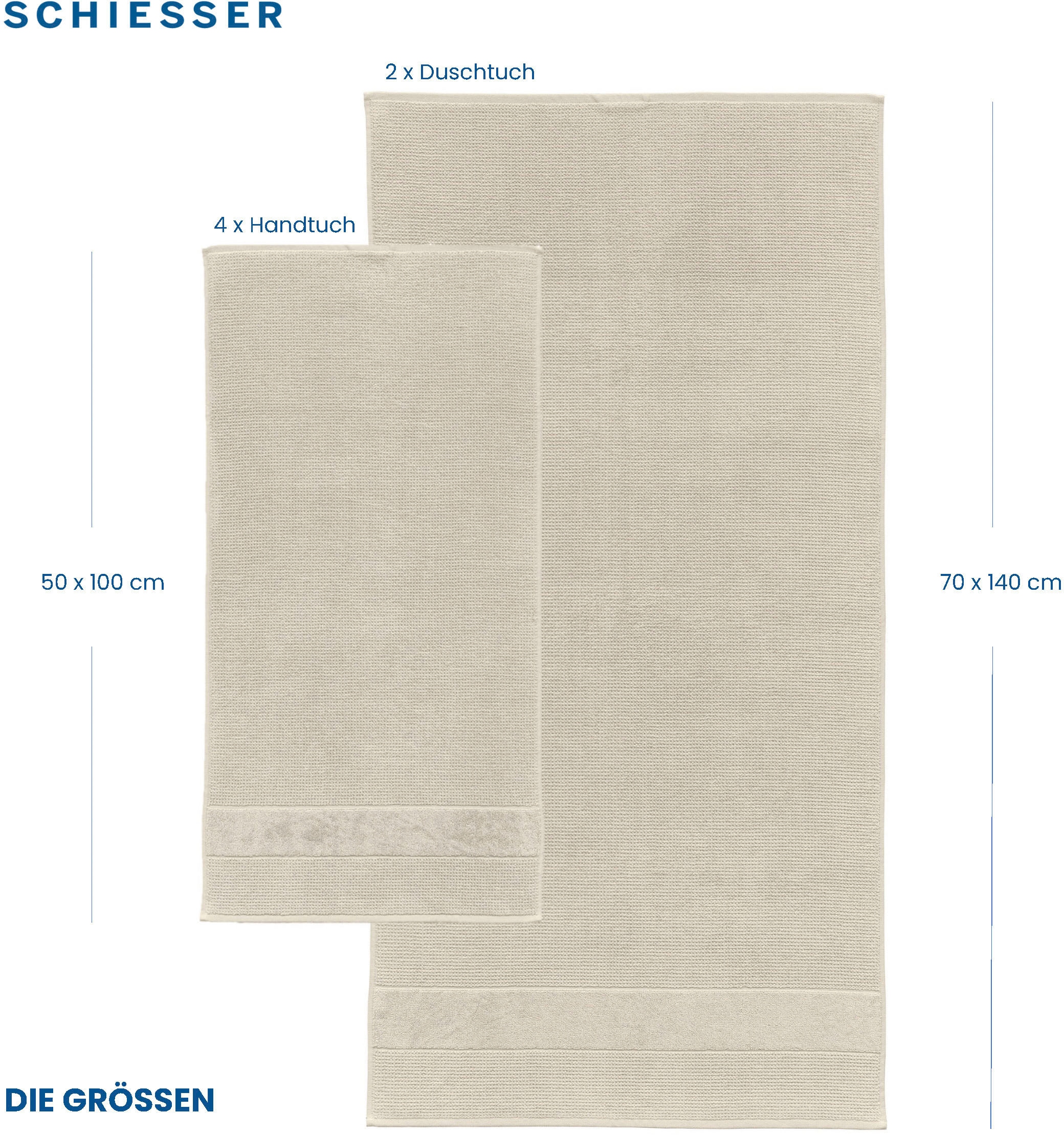 Schiesser Handtücher »Turin im 4er Reiskorn-Optik, OTTO IN St.), Set (2 bei MADE by aus online Baumwolle«, GREEN 100% OEKO-TEX®-zertifiziert