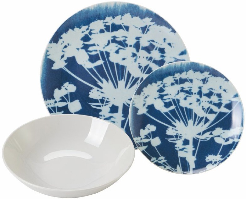 Villa d'Este Tafelservice »Geschirr-Set, Service Sensation blue«, (Set, 18 tlg.), Speiseteller, Suppenteller, Dessertteller, 18 Teile, für 6 Personen