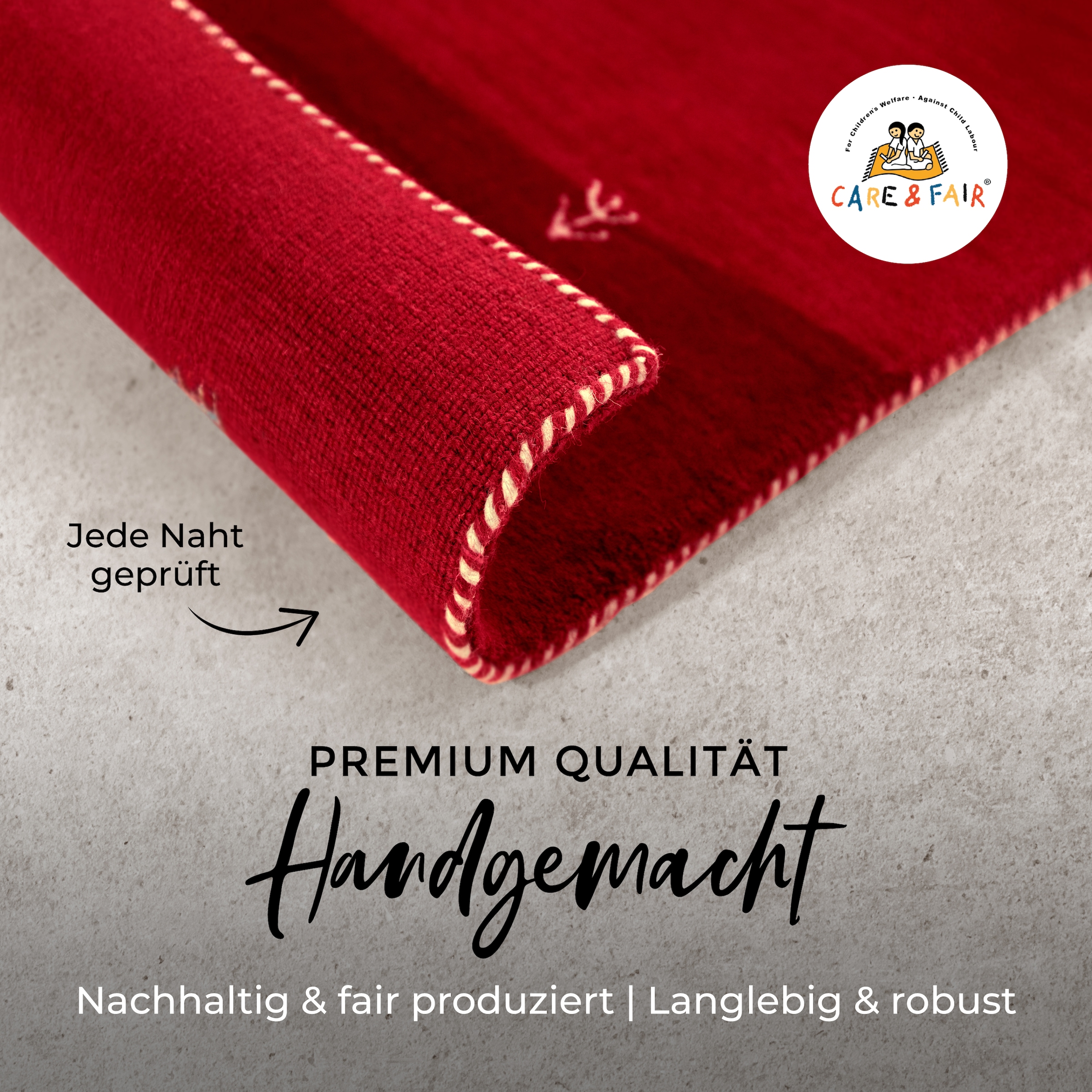 carpetfine Wollteppich »Gabbeh-Uni« quadratisch 15 mm Höhe reine Wolle, handgewebt, Gabbeh Loom Tiermotiv, Sonderform Quadrat