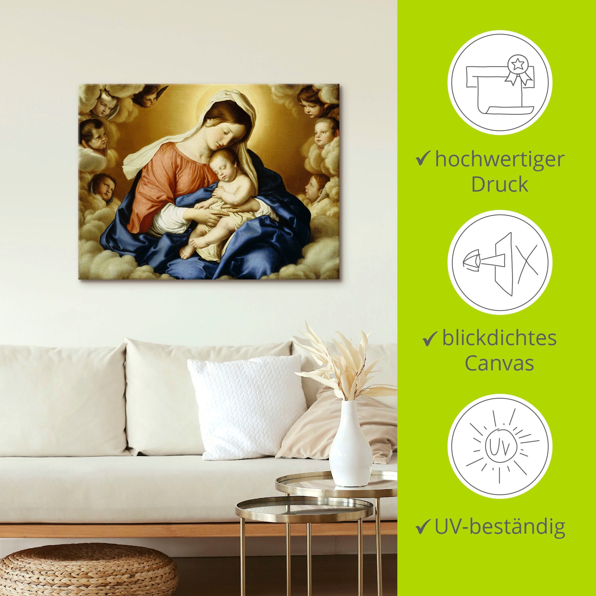 Artland Leinwandbild »Madonna mit Kind.«, Religion, (1 St.), auf Keilrahmen gespannt