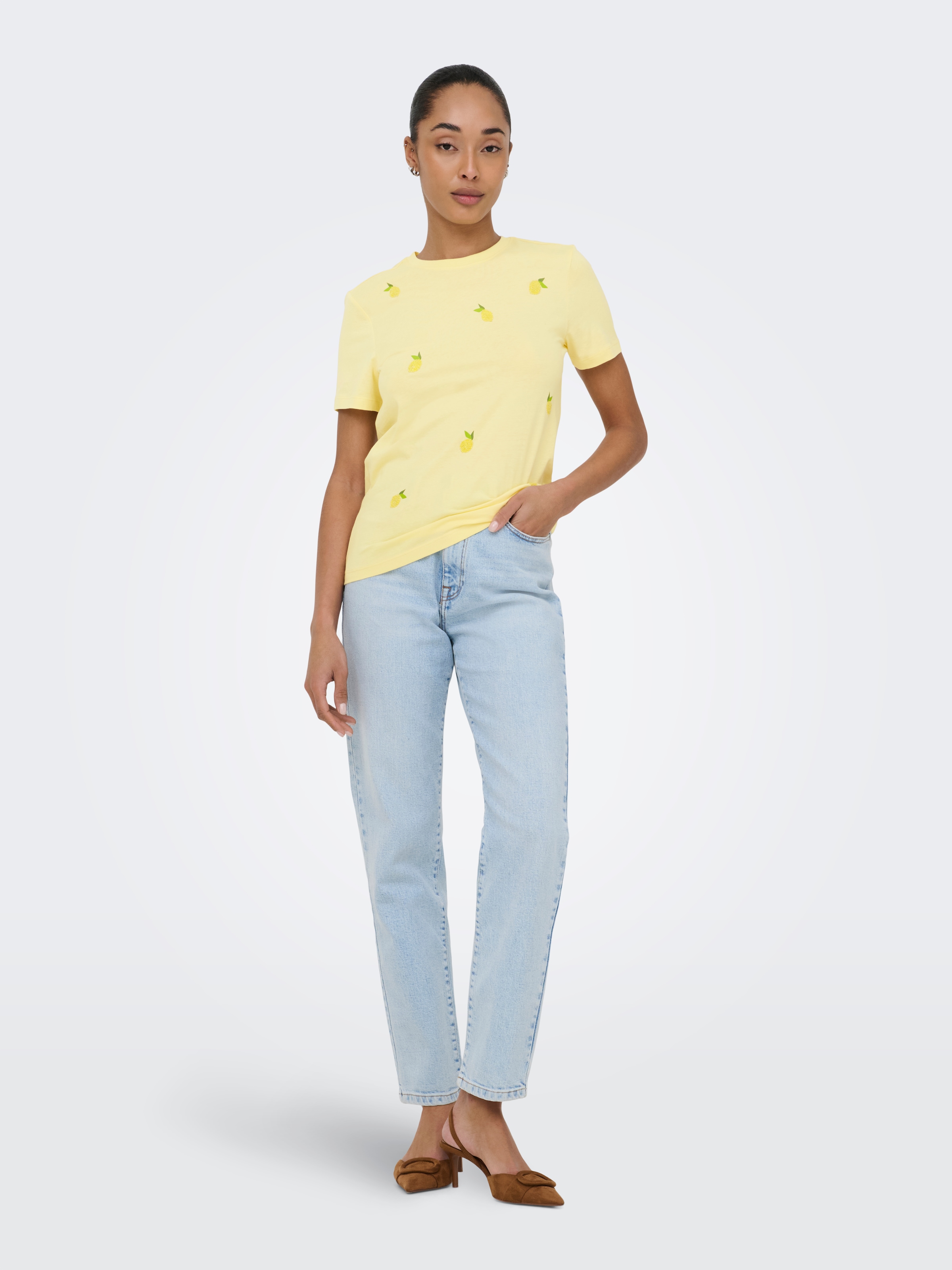 ONLY T-Shirt »ONLKITA S/S PEARL TOP BOX JRS« Baumwolle, regular fit, Rundhals