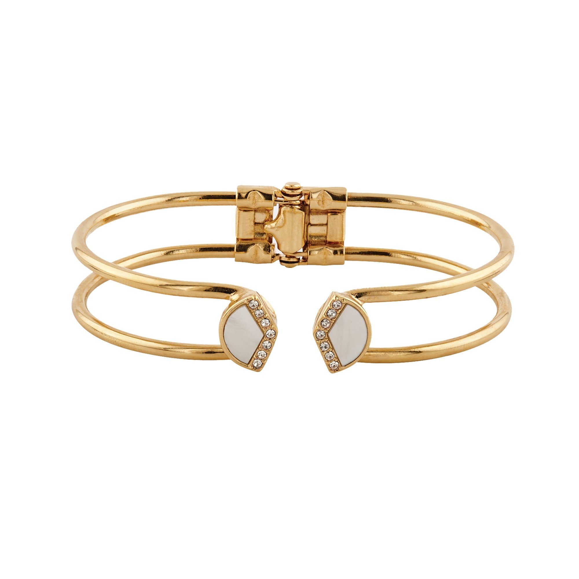 Buckley London Armschmuck Messing vergoldet mit Kristallen und Perlmutt