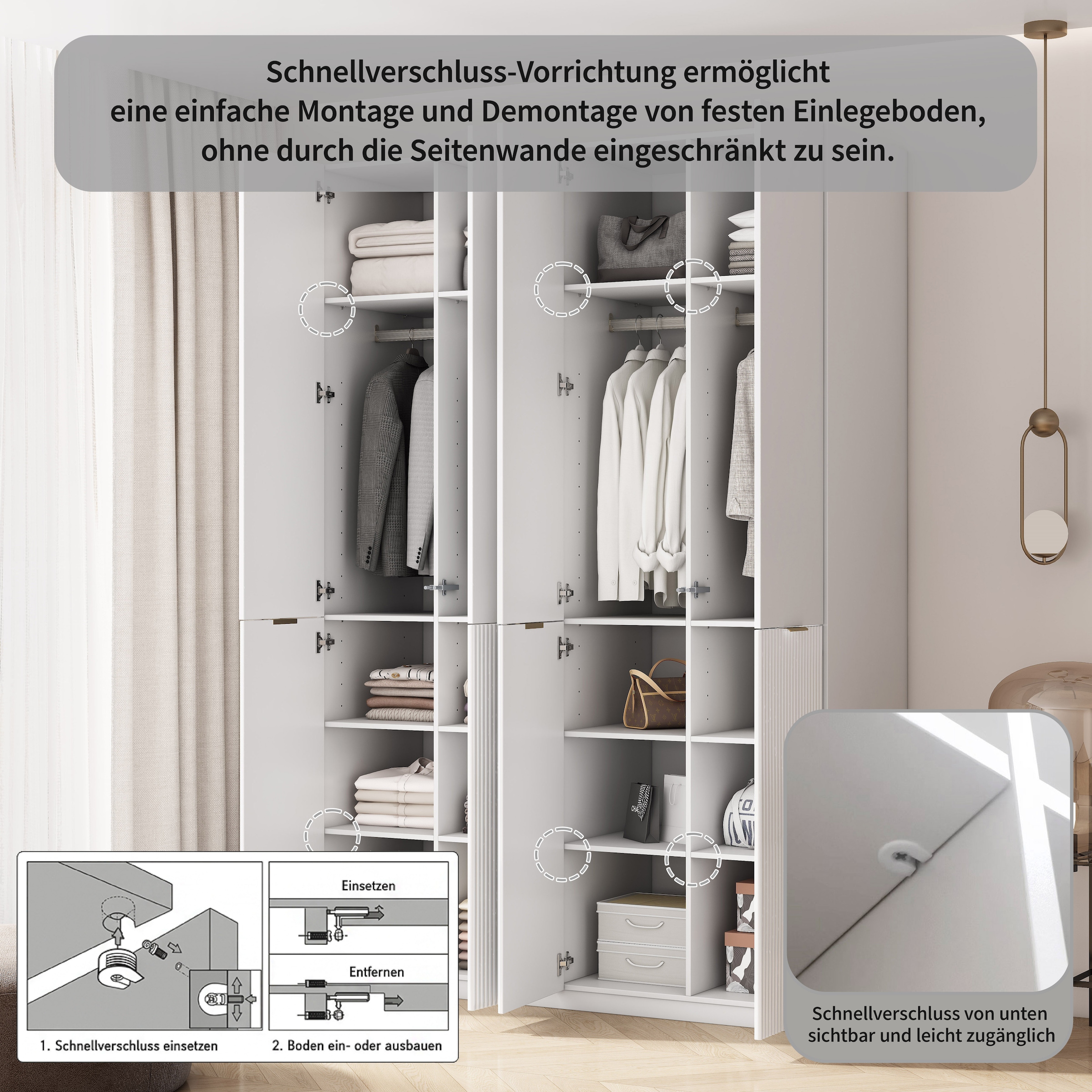 OTTO home Kleiderschrank »Jorella Schlafzimmerschrank Garderobe mit Softclose« eleganter Schlafzimmerschrank Rillendesign Trend Breite 161cm