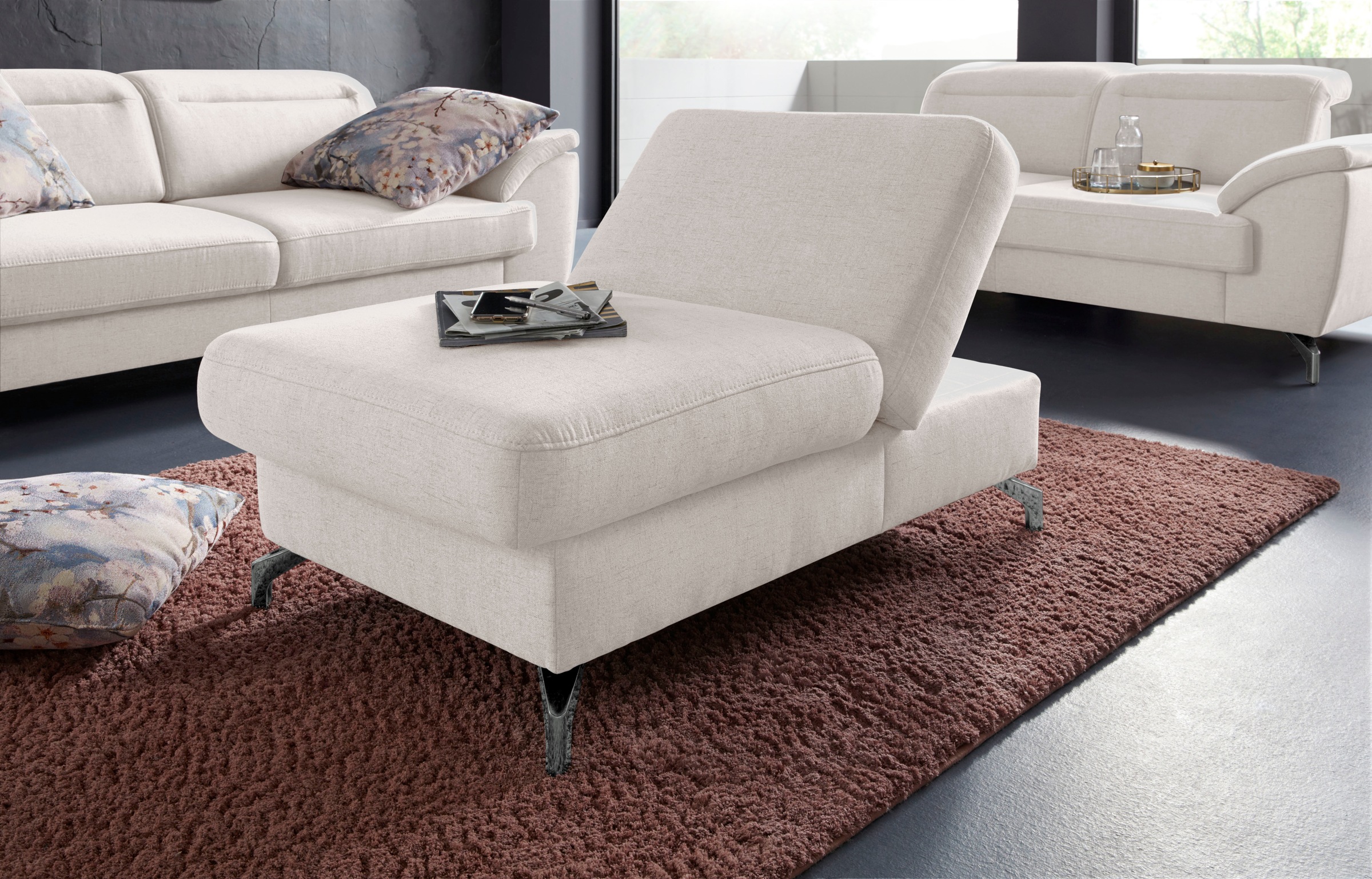 sit&more Hocker »Percy«, Fußhöhe 12 cm, mit Klappfunktion, wahlweise in 2 Fußfarben