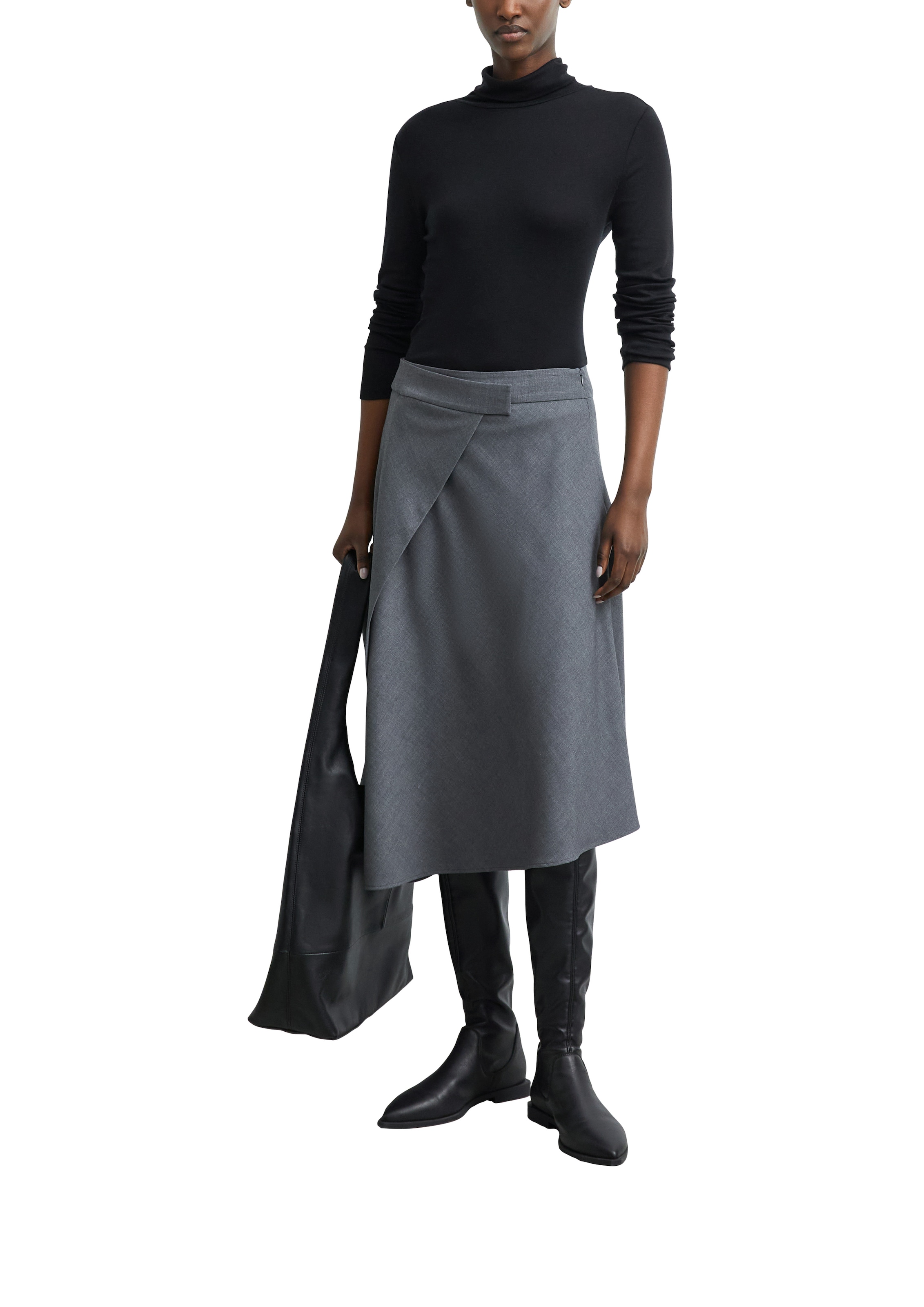 Comma Rollkragenshirt unifarben mit Wolle und Stretch