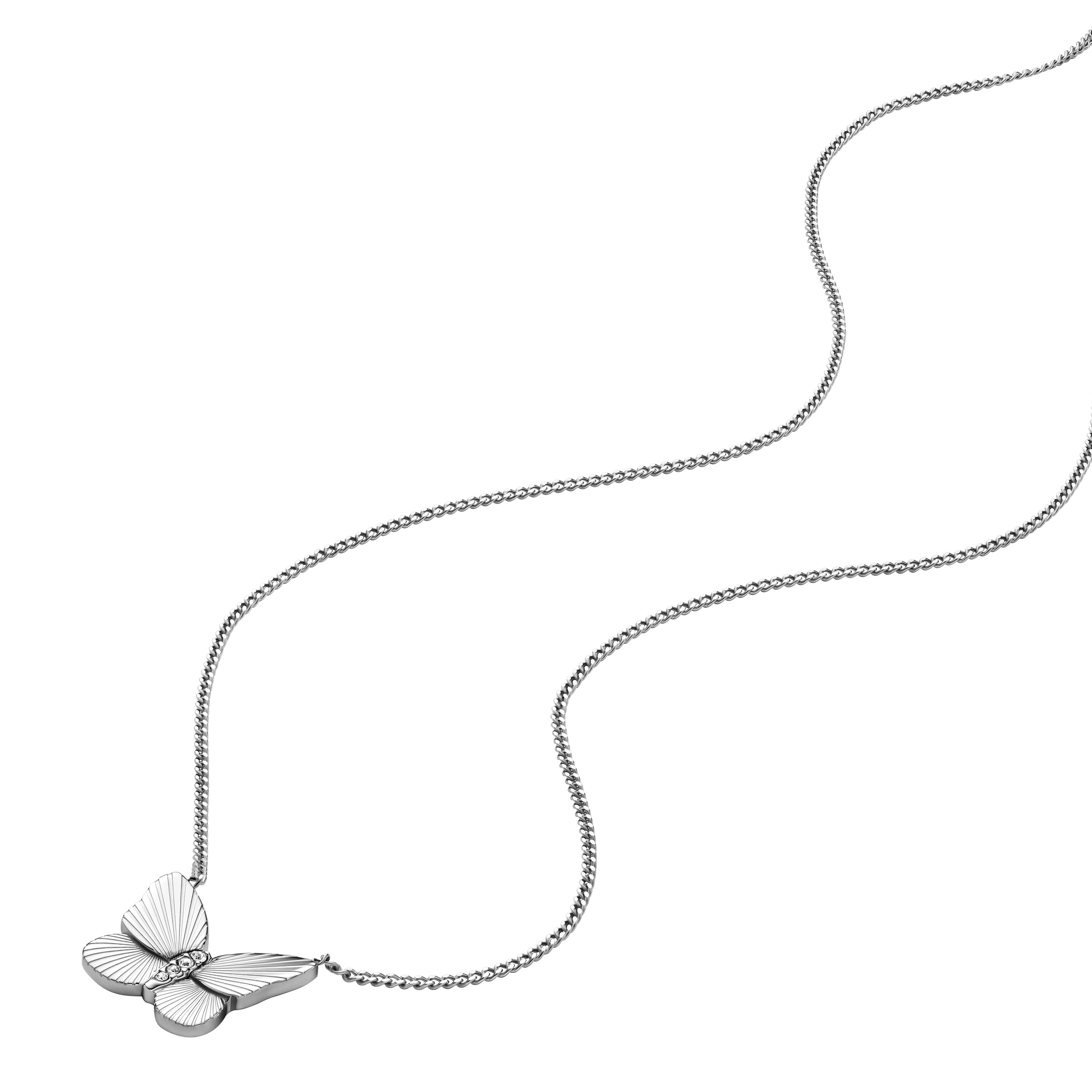 Fossil Ohrring und Ketten Set »Multipack Schmuck Geschenk Edelstahl SUTTON Schmetterling« (Set, 3 Stk. tlg.)  mit Glasstein