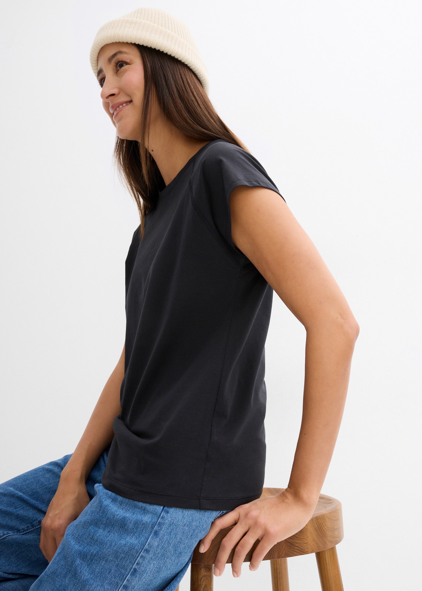 bonprix T-Shirt bequeme Passform, Raglan-Kurzarm, aus Baumwolle