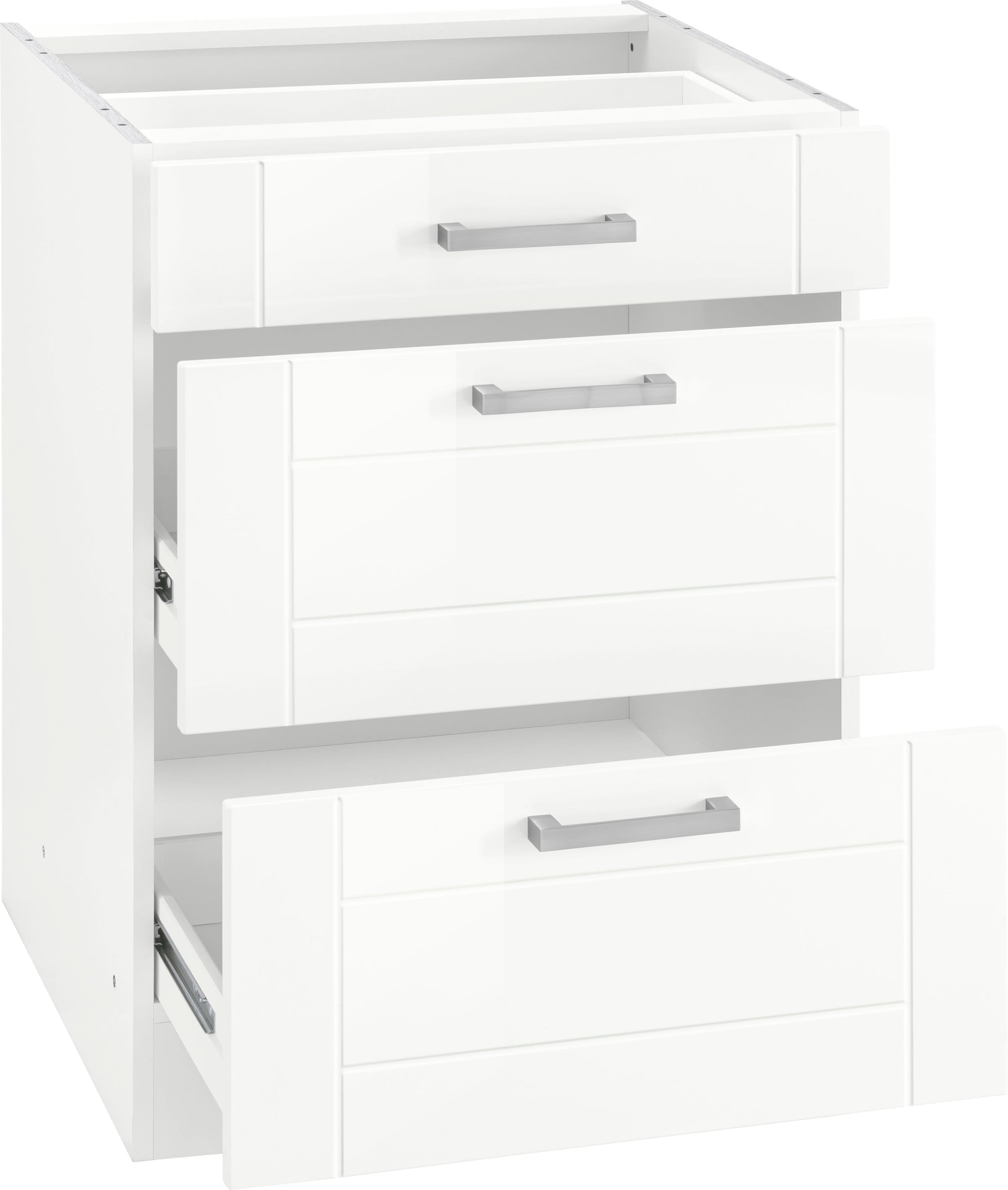 KOCHSTATION Auszugsunterschrank »KS-Tinnum« 60 cm breit, MDF-Fronten, Metallgriff, 1 Schubkasten, 2 Auszüge