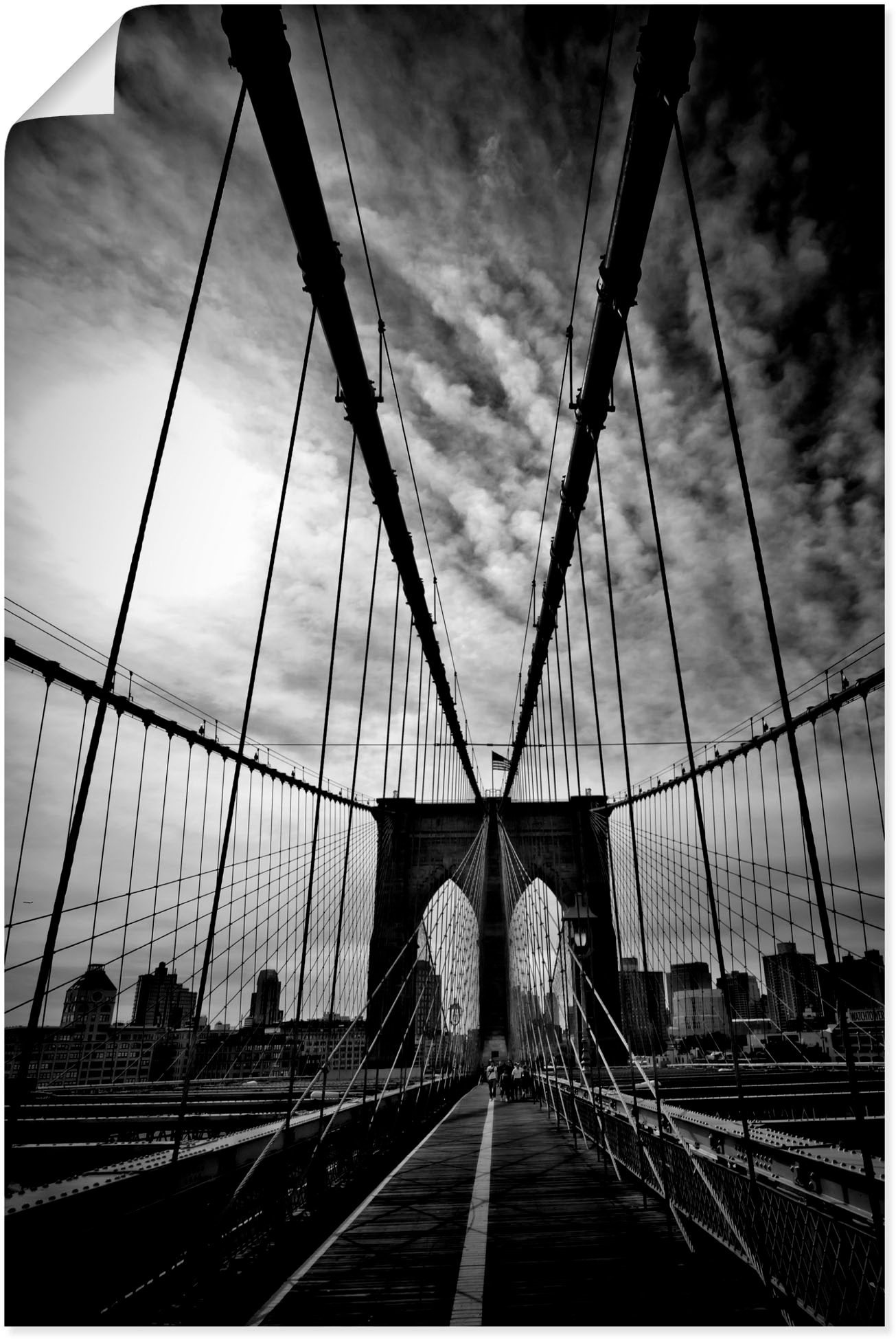 Artland Poster »New York City Mächtige Brooklyn Bridge«, Amerika, (1 St.), als Alubild, Leinwandbild, Wandaufkleber oder Poster in versch. Größen